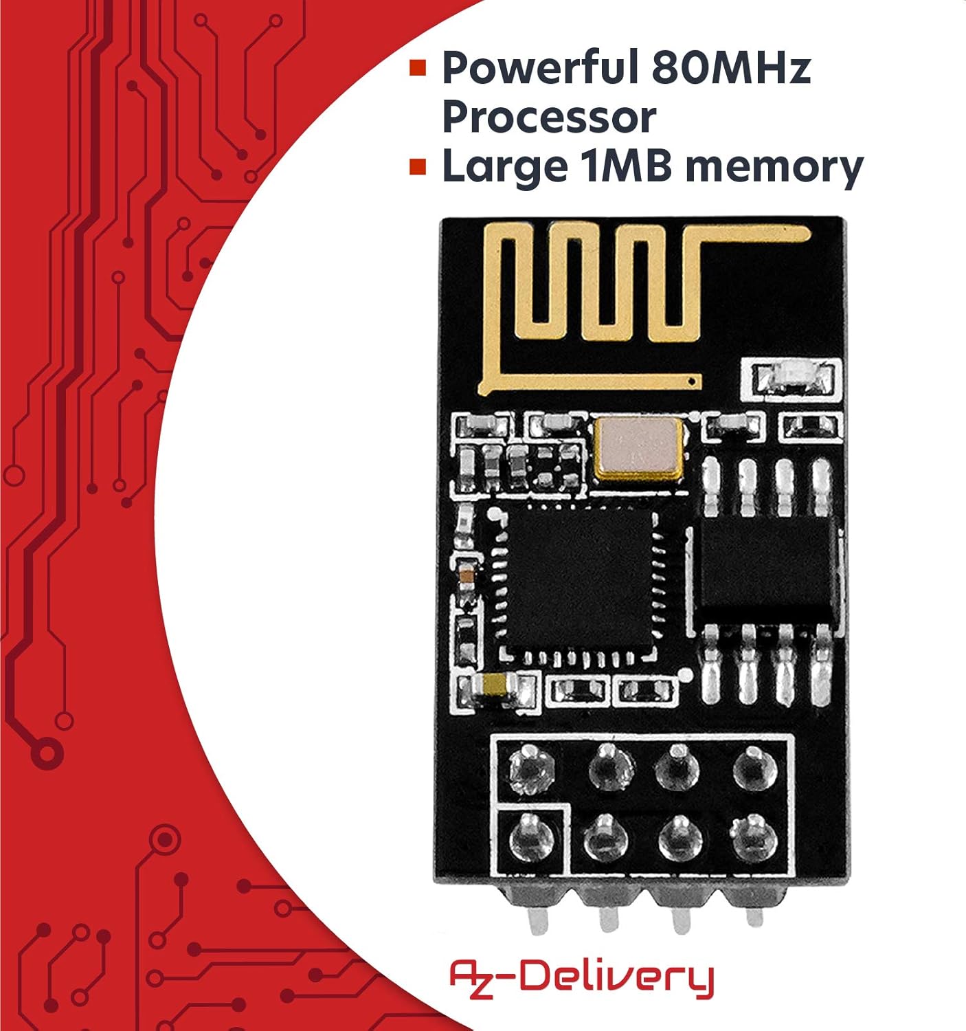 Thumbnail 3 de Lot de 5 modules WiFi AZDelivery ESP8266 ESP-01S (ESP-01 / ESP-01S) pour Arduino et Raspberry Pi