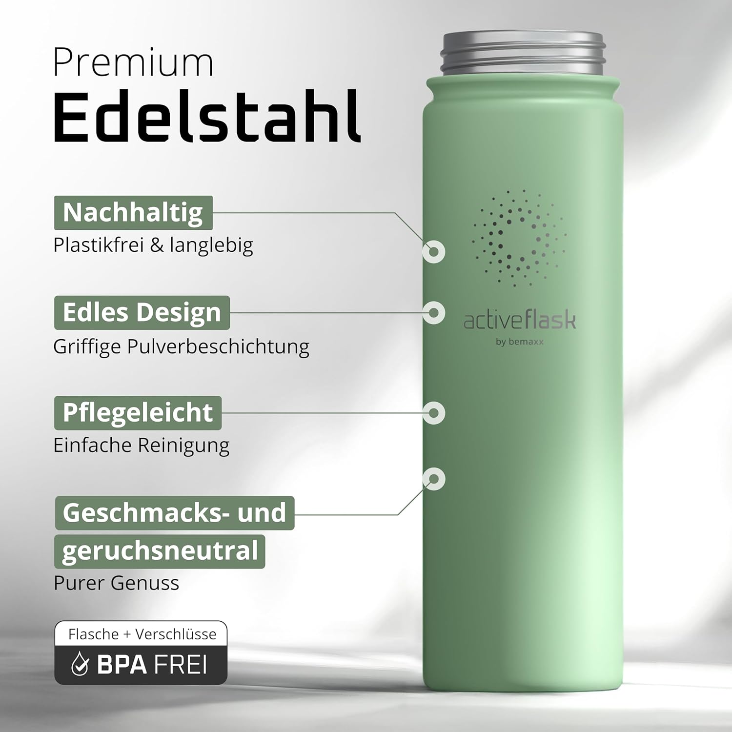 Thumbnail 2 de ACTIVE FLASK Edelstahl Trinkflasche – 680 ml, 3 Deckel, BPA-frei, auslaufsicher, Kohlensäure geeignet