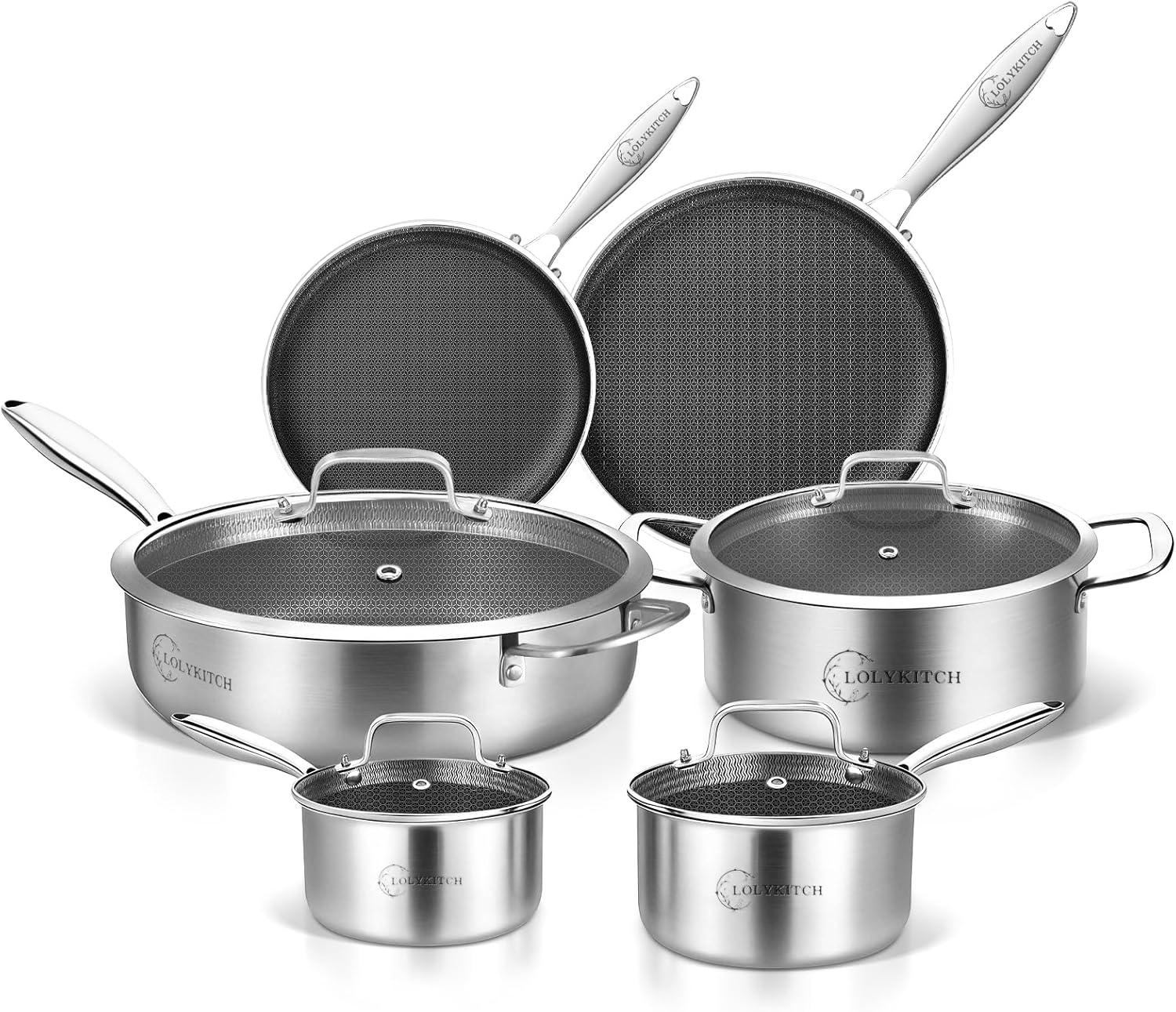 Detalle de LOLYKITCH 10-Piece Hybrid Tri-ply Cookware Set