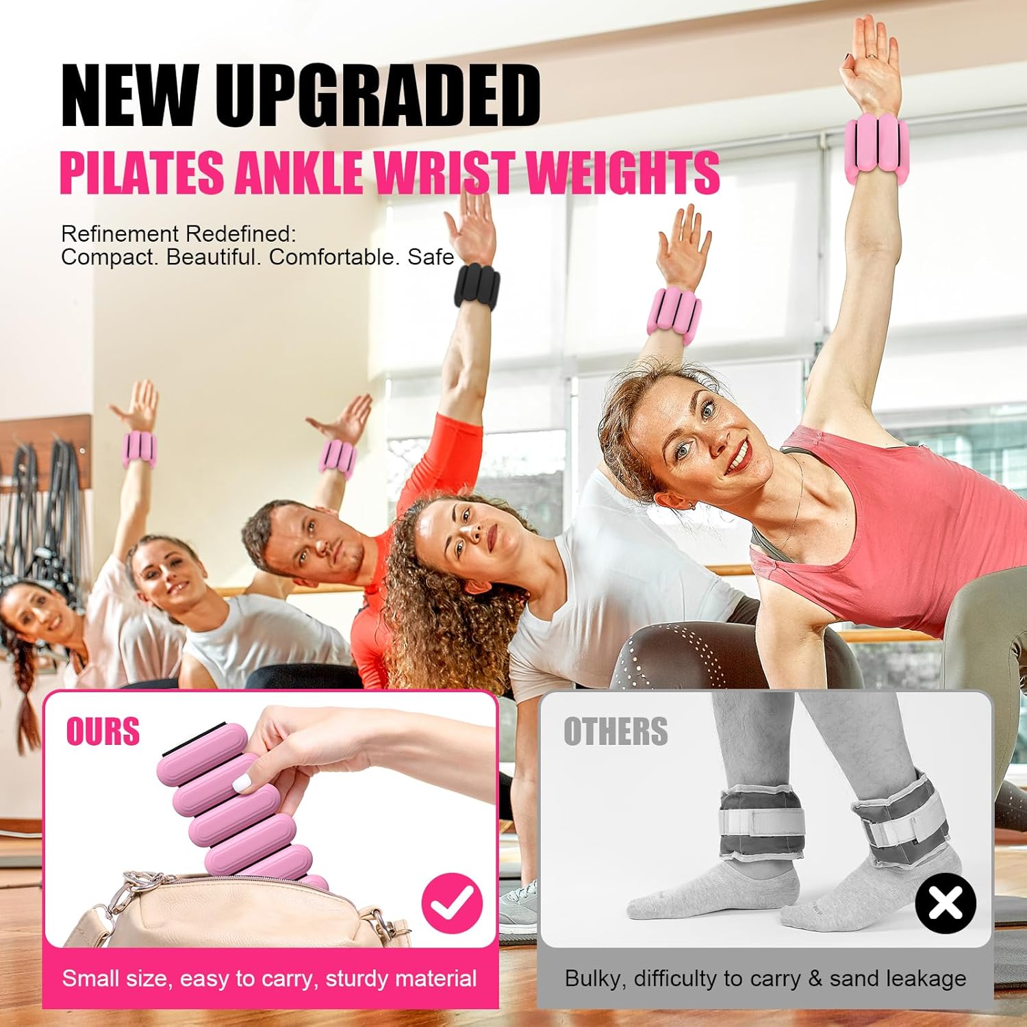 Thumbnail 2 de Wrist & Ankle Weights for Women – Adjustable 1lb Each Silicone Set of 2 (with carrying bag)