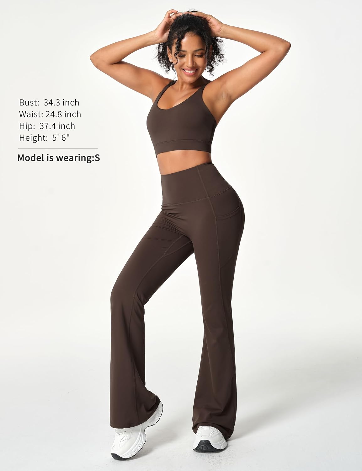 Thumbnail 6 de THE GYM PEOPLE Women's Scrunch Butt Flared Leggings, High Waist, 4-Way Stretch