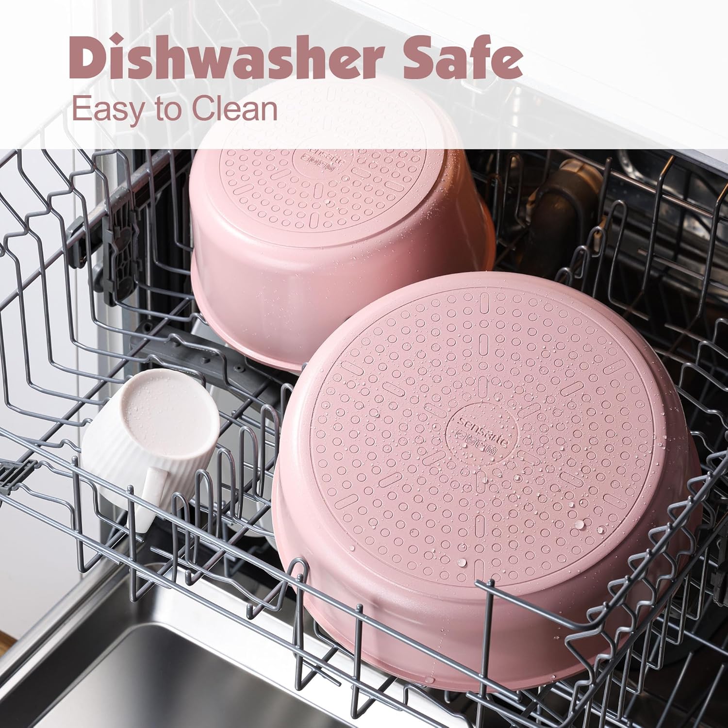 Thumbnail 6 de SENSARTE Keramik Topfsets Pfannenset 17-teilig – Antihaft-Kochgeschirr mit abnehmbarem Griff (Rosa)