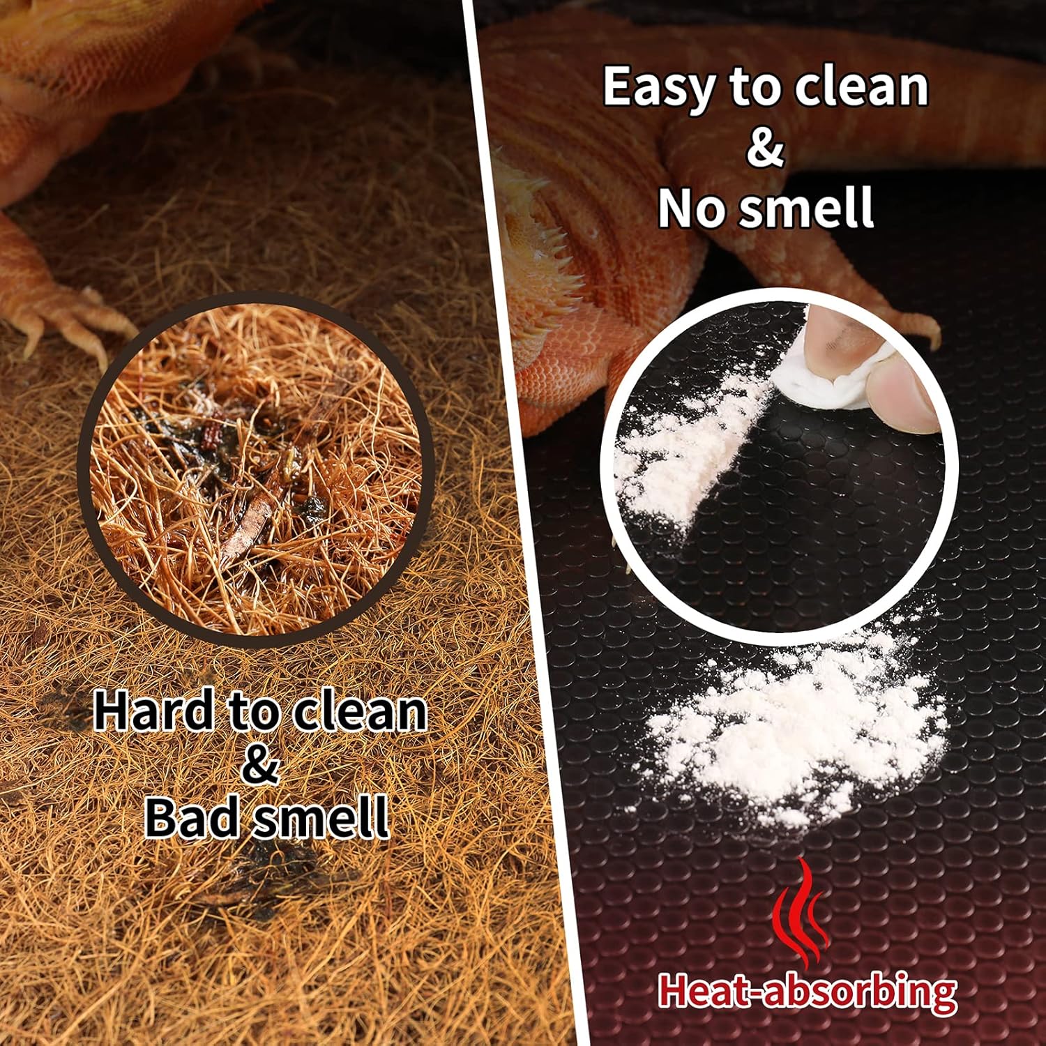 Detalle de SISIPAI LIFE Reptile Carpet substrate liner (45 x 90cm) for terrariums – non-adhesive mat for bearded dragons, leopard geckos, turtles, snakes