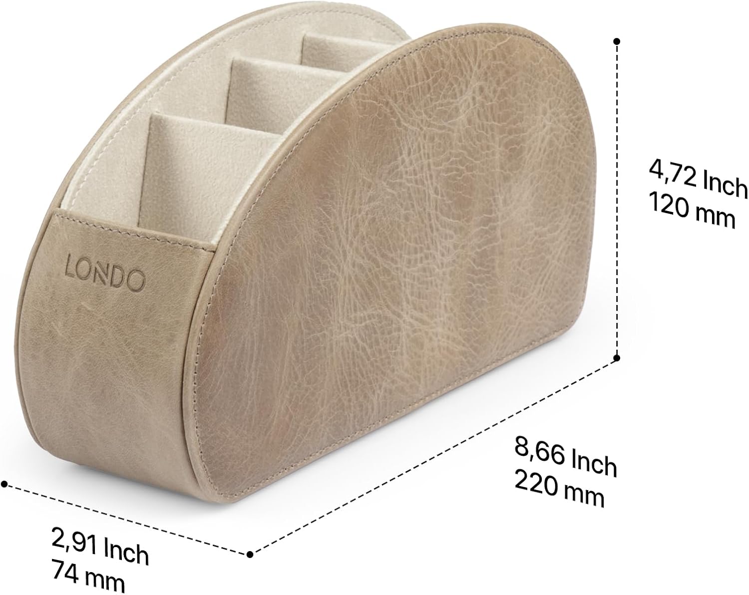 Detalle de Londo Remote Control Holder with 5 Pockets in Genuine Leather (Italian) — Slim Storage for Remotes