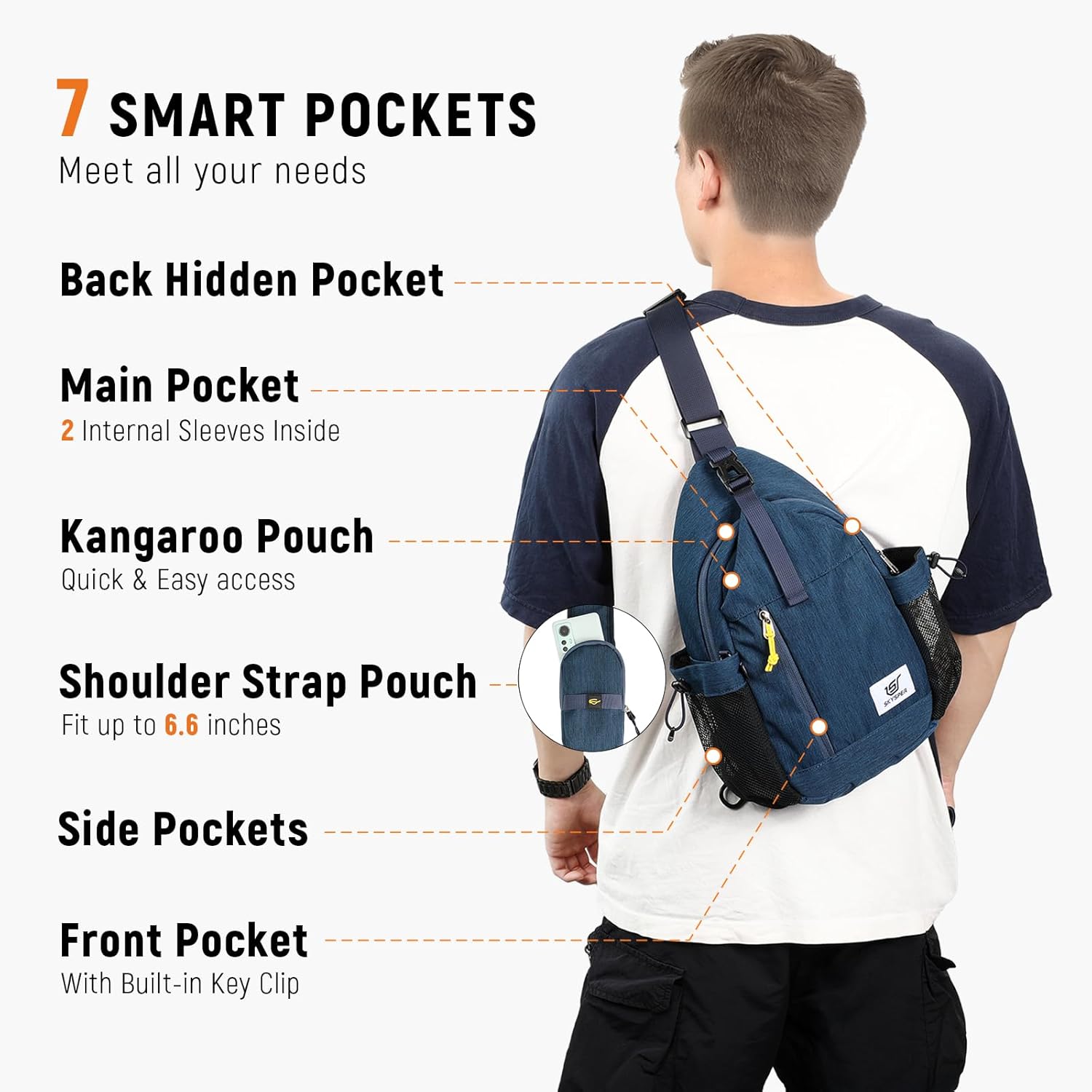 Detalle de SKYSPER Sling Bag Anti-Theft RFID crossbody bag