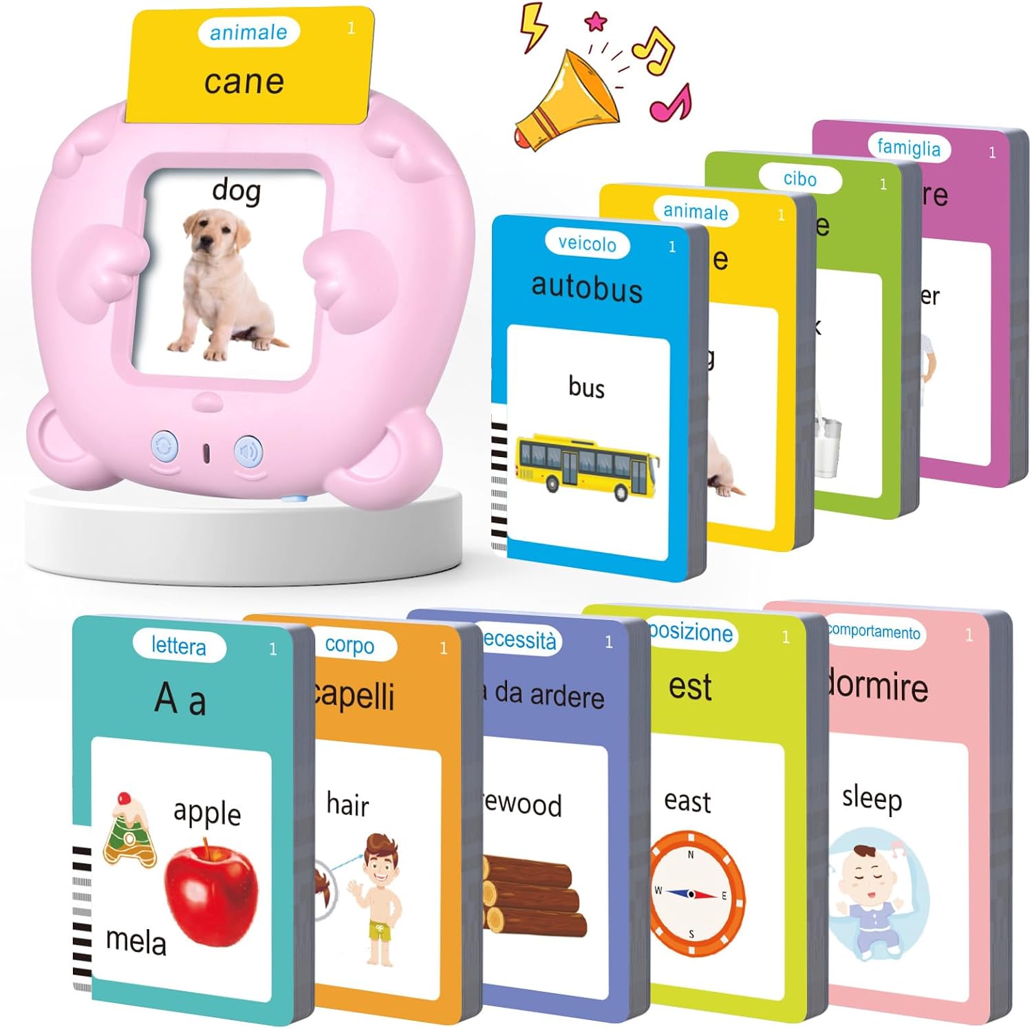 Detalle de Talking Flash Cards 510 Parole – Schede Parlanti per Bambini 3+ (Rosa, Italiano)