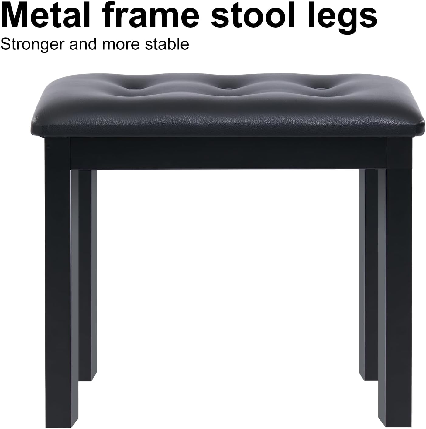 Thumbnail 6 de AODSK UAP-10 Piano Bench, Padded PU Leather Seat, Black Metal Frame