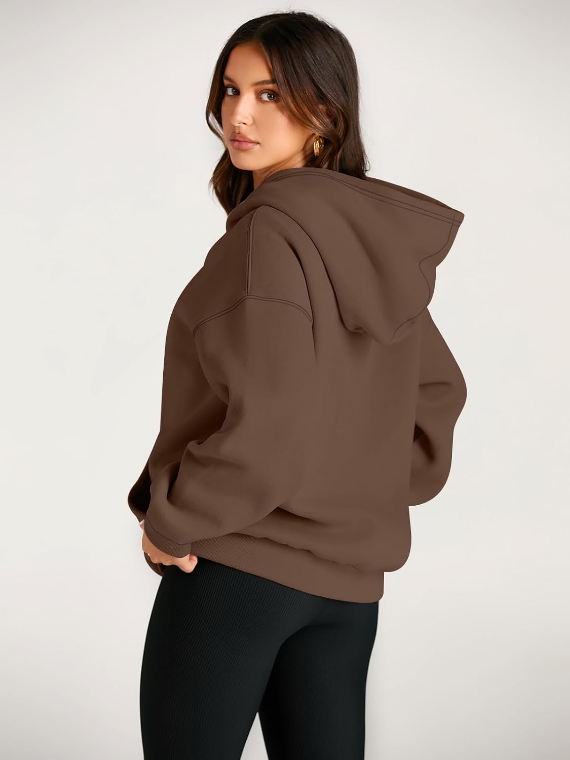 Detalle 2 de EFAN Women's Oversized Fleece Hoodie with Dropped Shoulders and Side Pockets
