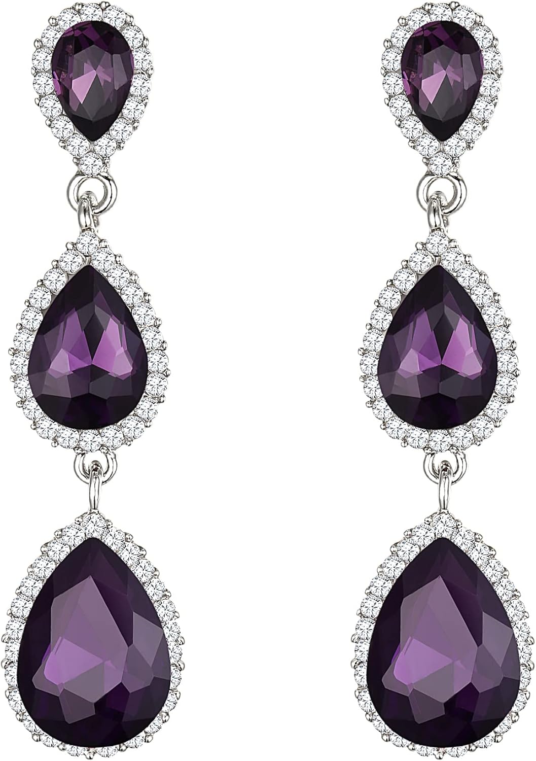 Thumbnail 6 de Boucles d’oreilles Clearine Femme « Triple Goutte d’Eau » en cristal autrichien strass