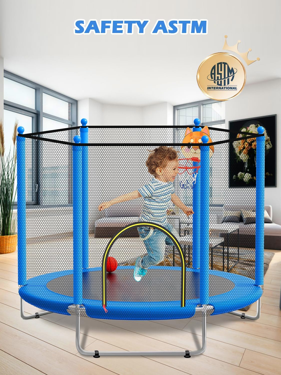 Detalle 2 de BLUERISE 60" Trampoline for Kids with Hoop