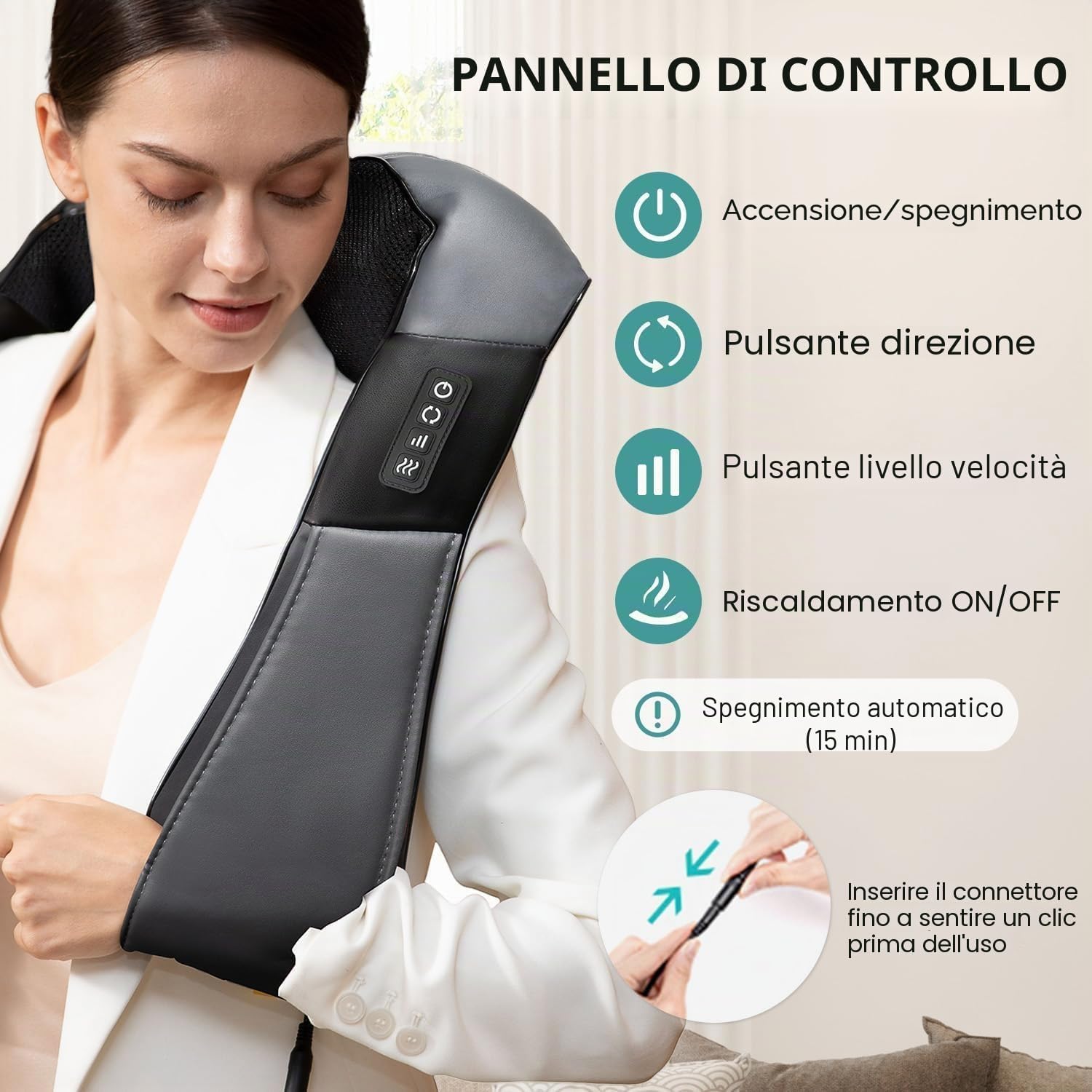Detalle de Nekteck Shiatsu collo e massaggiatore posteriore 3D con calore infrarossi – Grigio Scuro