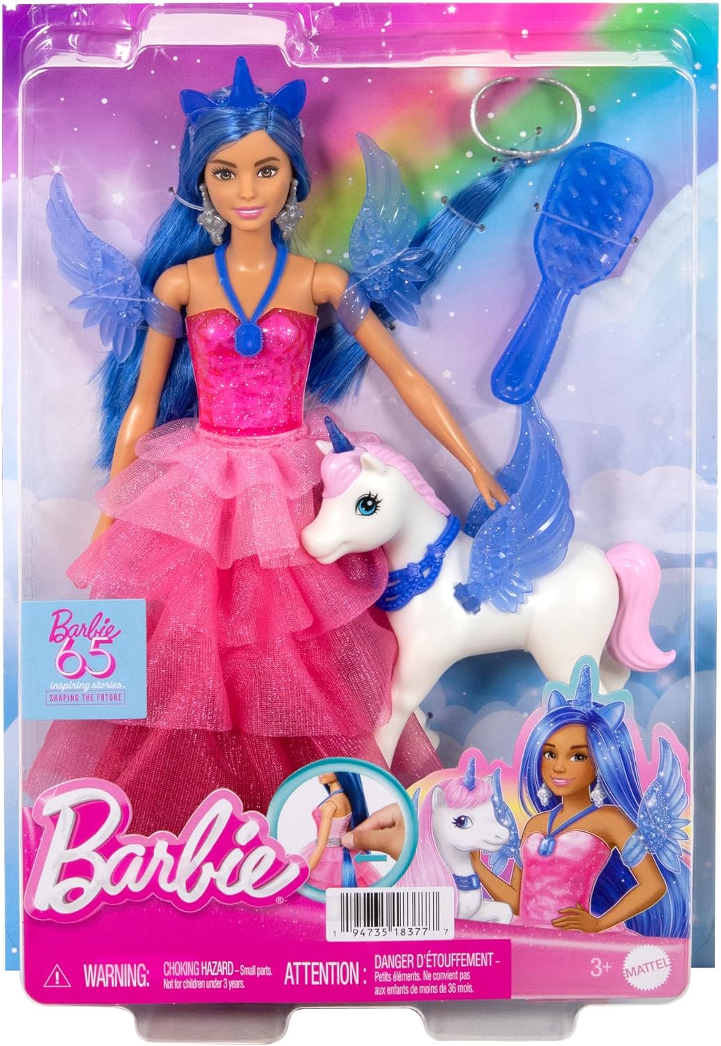 Thumbnail 6 de Barbie Unicorno - Barbie Unicorno celebrativa 65° anniversario, bambola rosa con ali e accessori inclusi