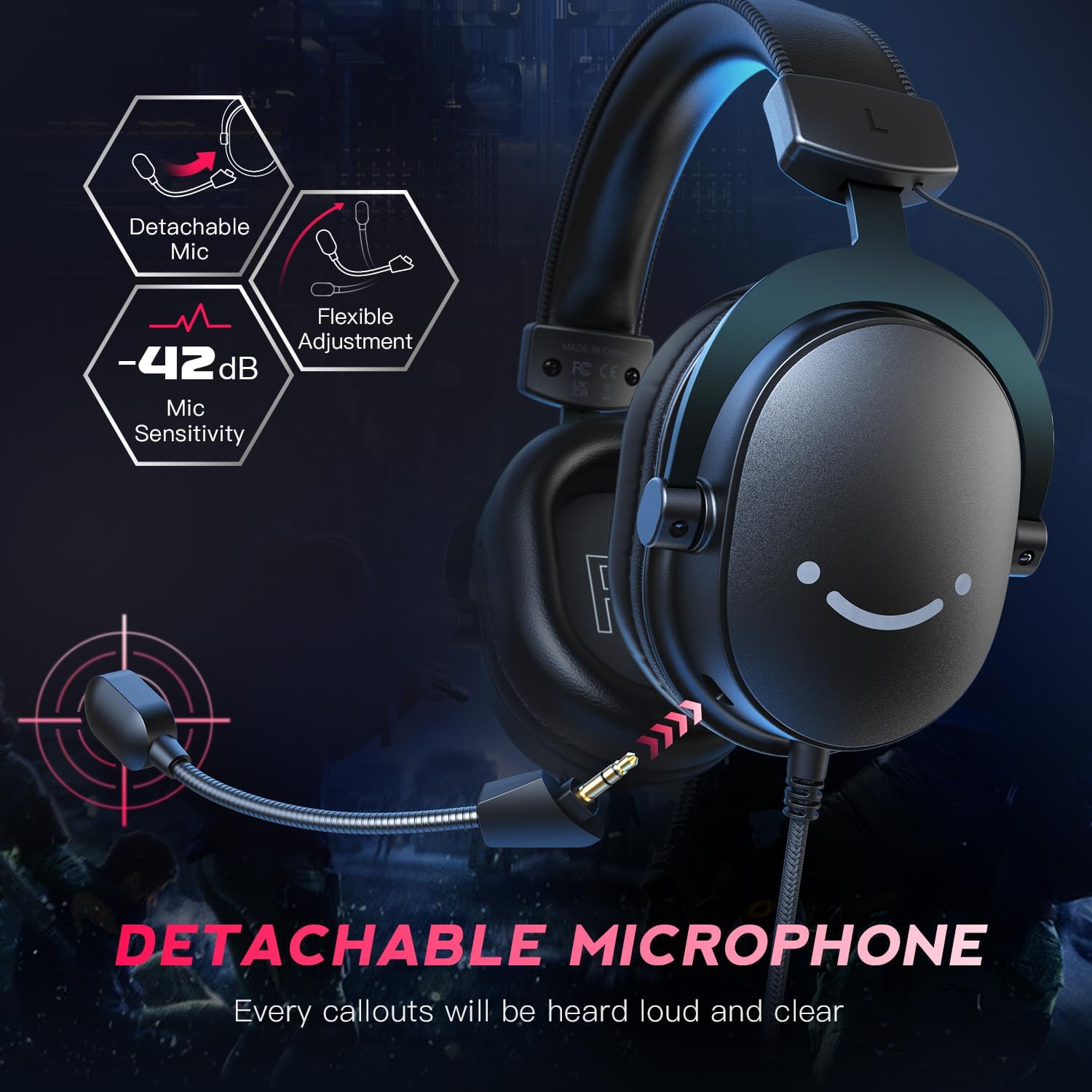 Detalle 1 de FIFINE H9 Wired Gaming Headset with Virtual 7.1 Surround and Detachable Mic