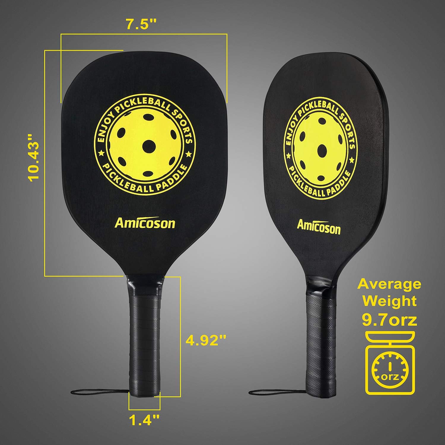 Detalle 2 de Amicoson Pickleball Paddles – Set of 4 wooden paddles 🥎