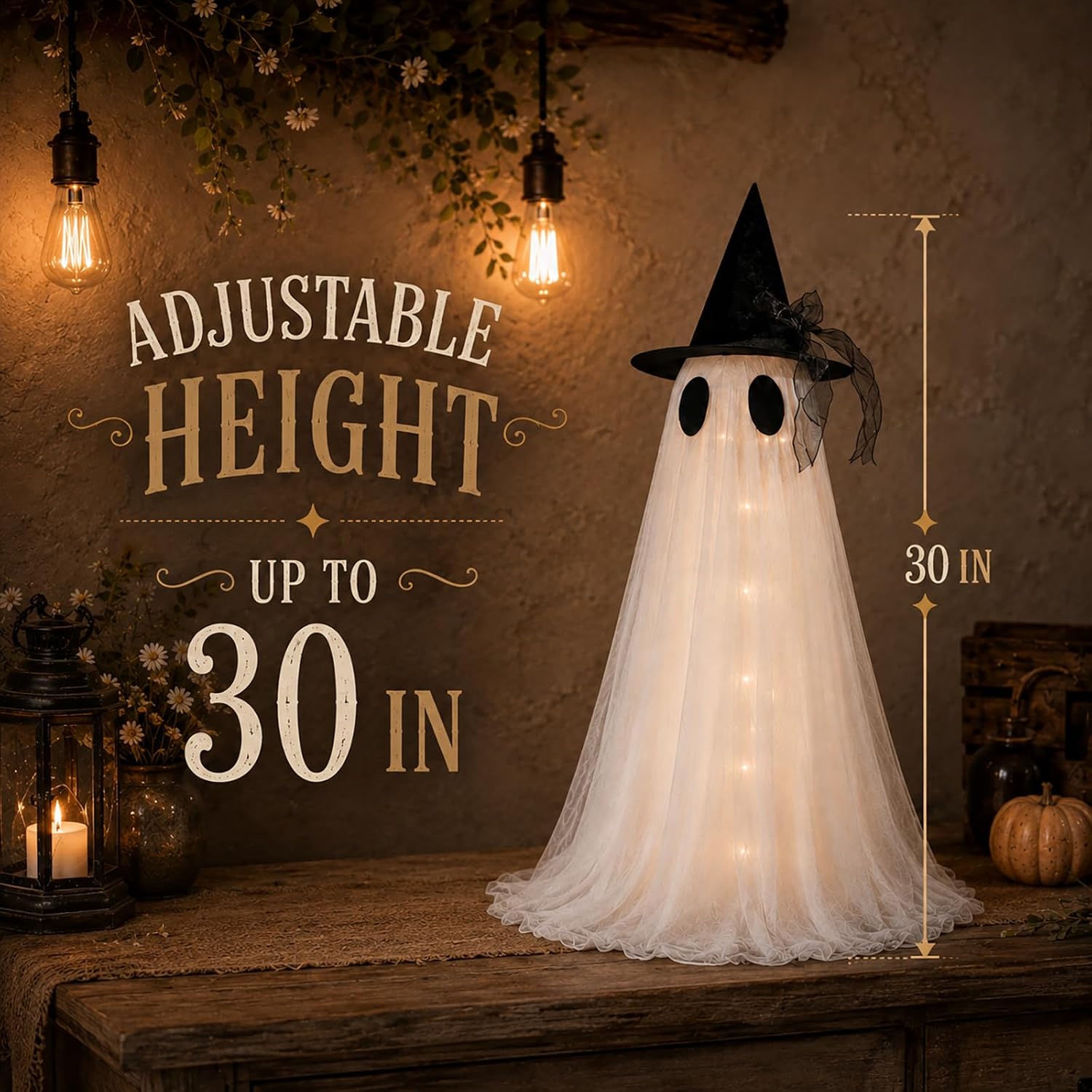 Detalle de CheerBloom CB00052 30-Inch Glowing Ghost Candy Bowl Stand with Remote