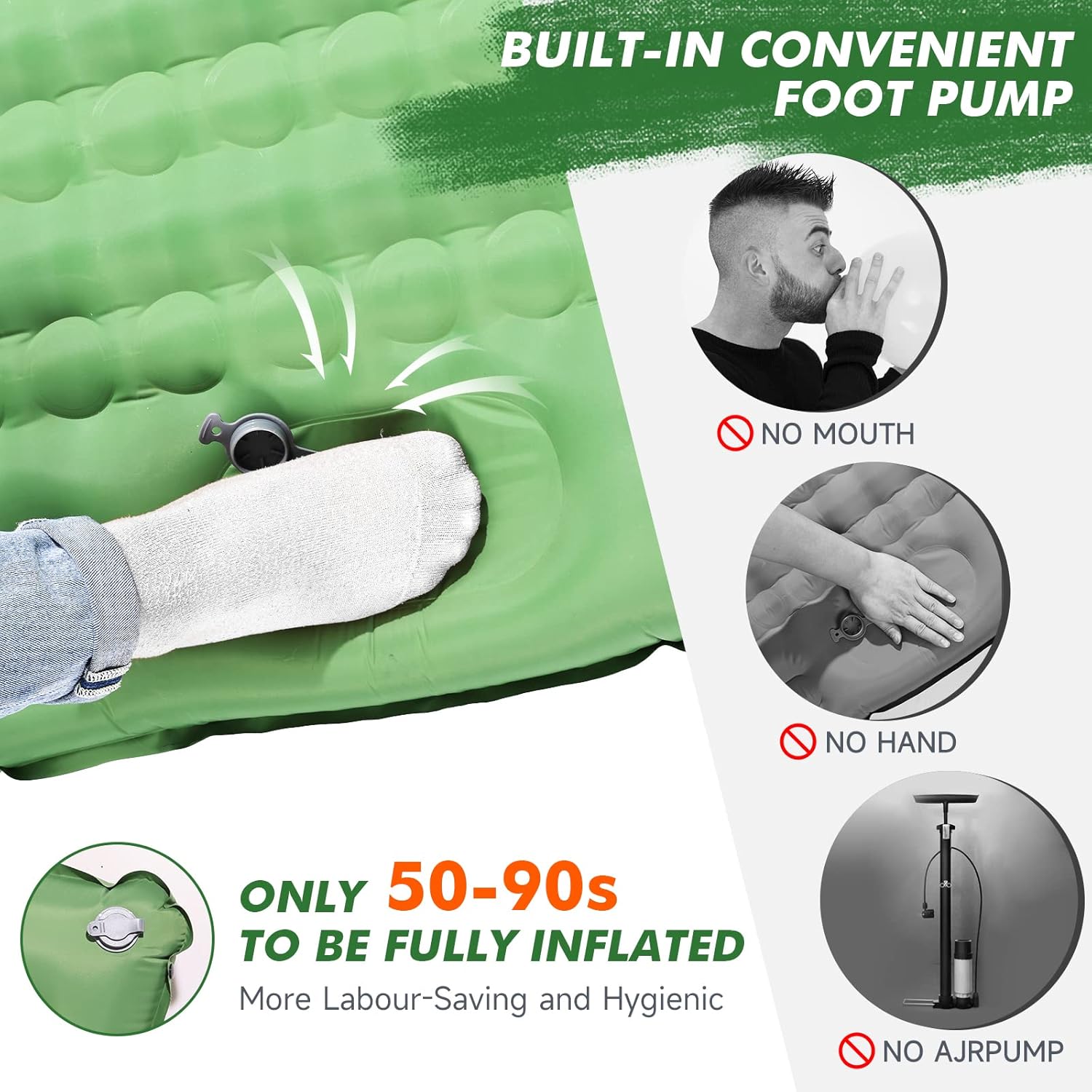 Thumbnail 4 de HiiPeak Sleeping Pad: Ultralight Inflatable Mat with Built-in Foot Pump for Camping