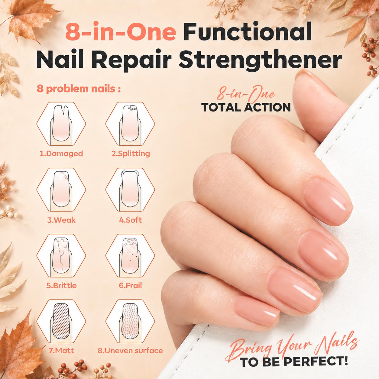 Detalle de modelones Nail Strengthener and Growth Extra Strong Nude Polish (15ml) for Damaged Nails