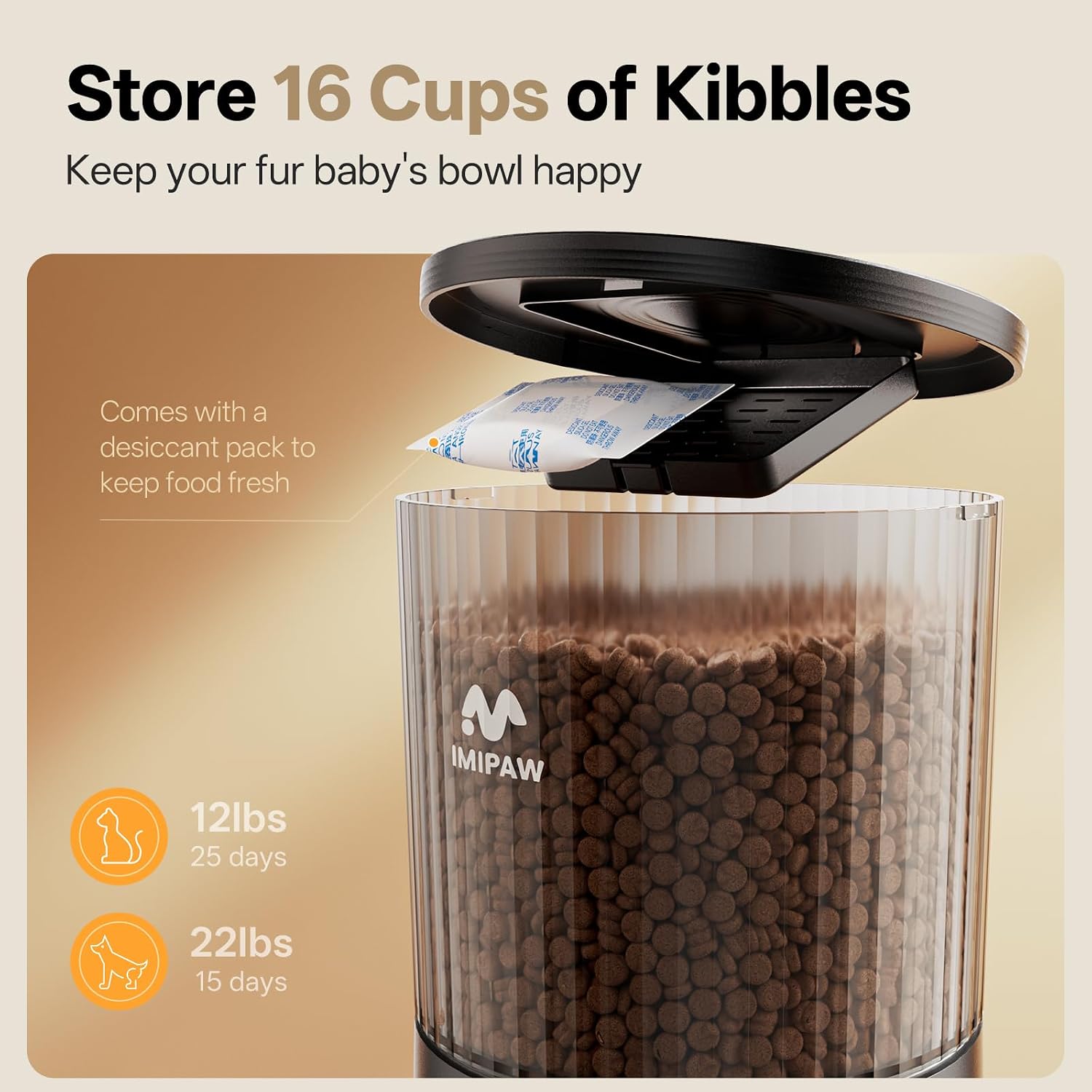 Thumbnail 6 de IMIPAW automatische voerdispenser met app, reservoir van 4 liter en portiecontrole