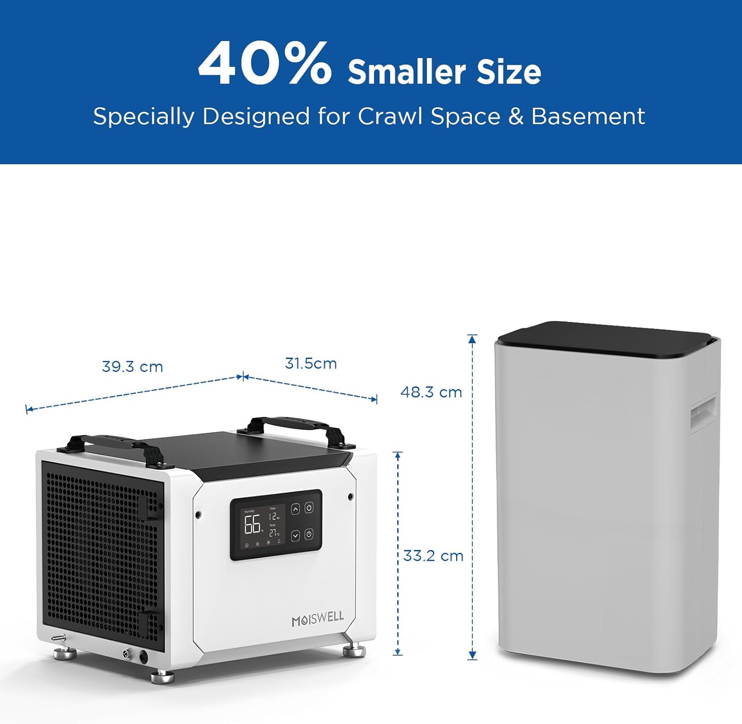Thumbnail 3 de Moiswell 35L Commercial Dehumidifier with Pump – 35L moisture removal, continuous drain hose, low-noise operation