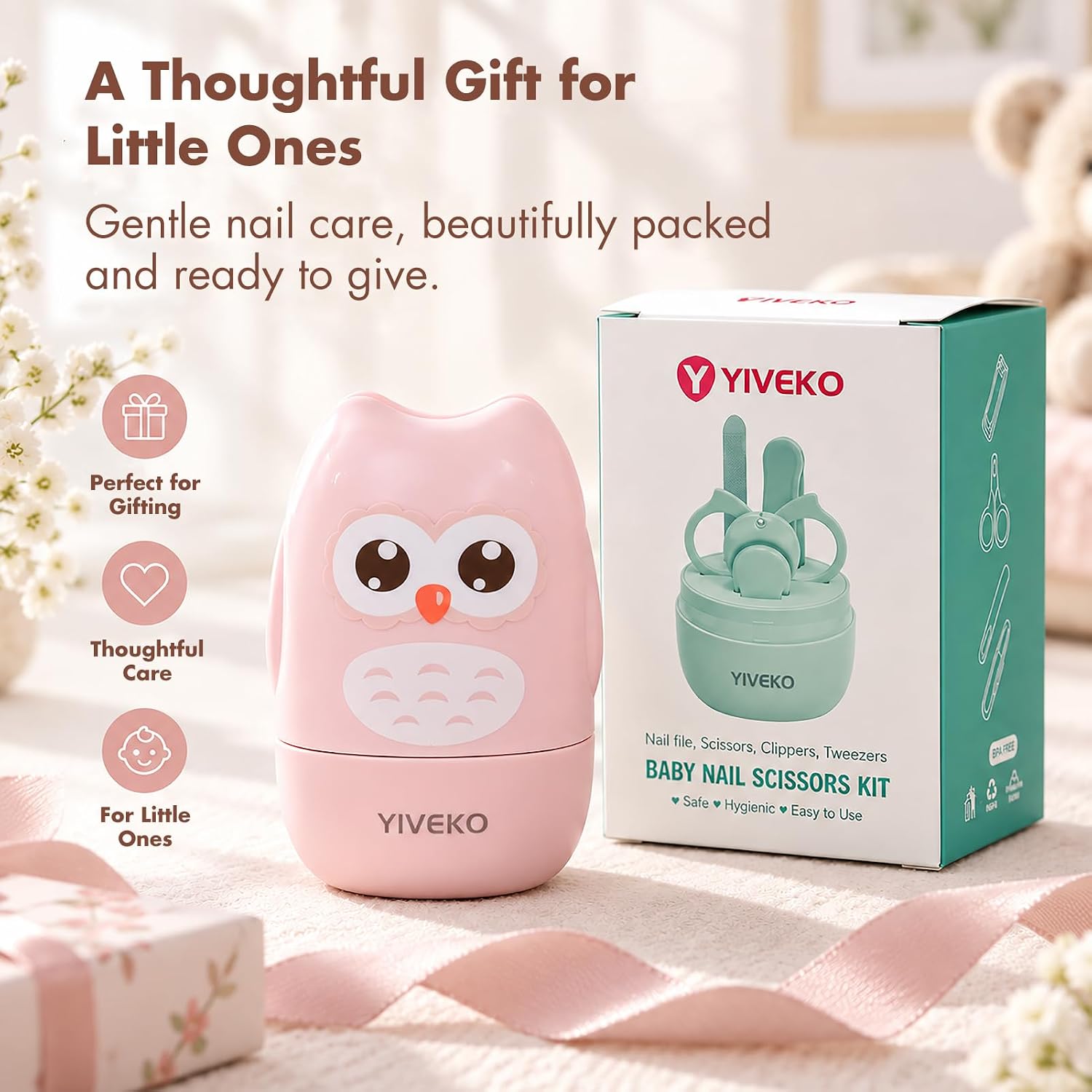 Thumbnail 6 de YIVEKO YI-19-3-3 Baby Nail Kit with Four Grooming Tools and Green Owl Case