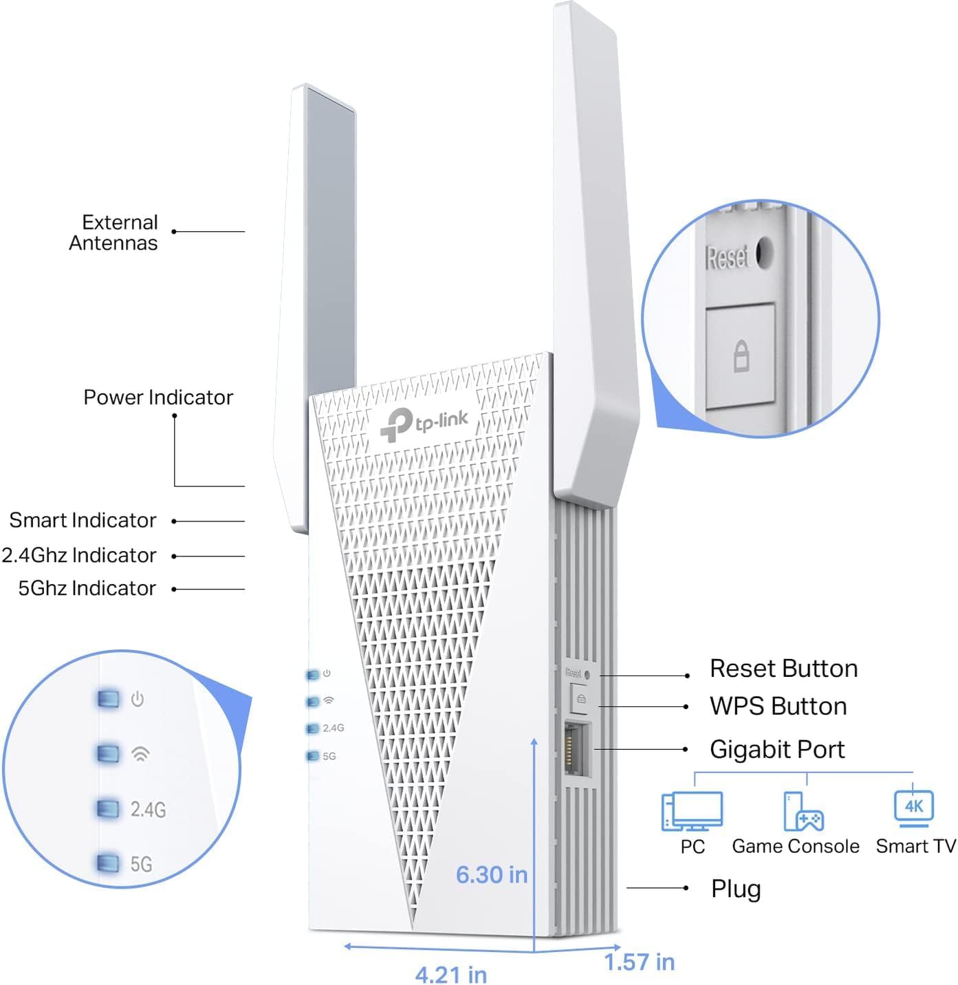 Thumbnail 4 de TP-Link RE715X WiFi 6 Range Extender 2400 ft²
