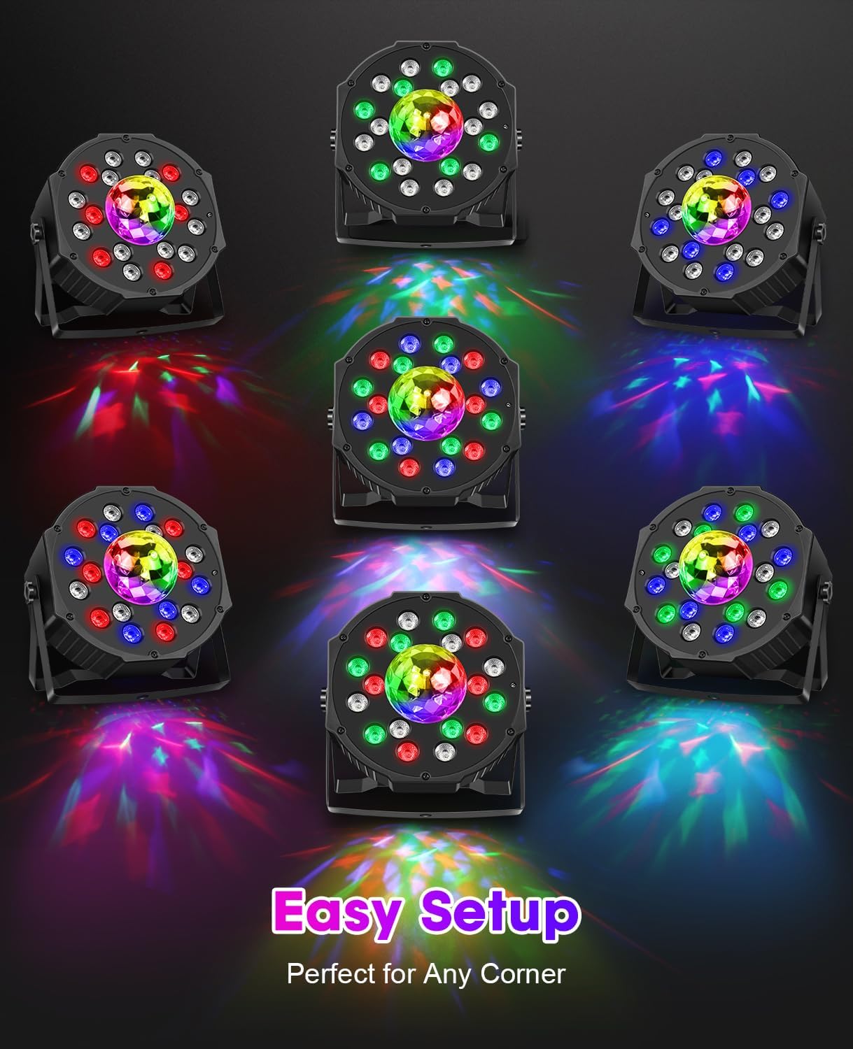 Thumbnail 6 de Outerman Par light 2-in-1 Party Lights, 18 LEDs, 7 Effects, Sound-Activated