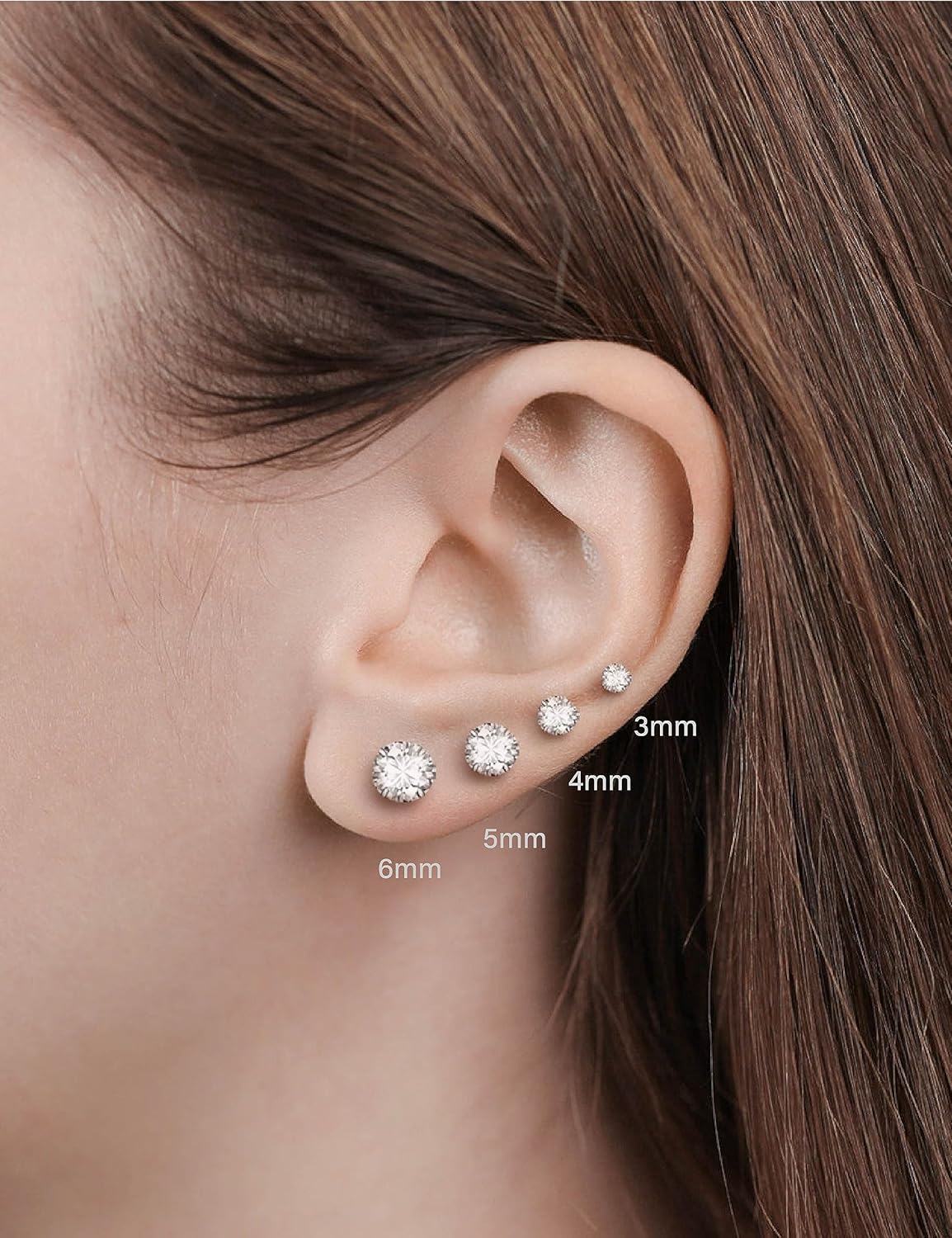 Thumbnail 2 de Yiorxu Ohrringe Silber 925 4 Paar 3–6 mm