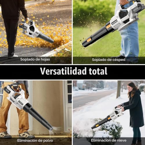 Detalle de Soplador de Hojas a Batería KUZUPRO 21 V con 2 Baterías de 4,0 Ah