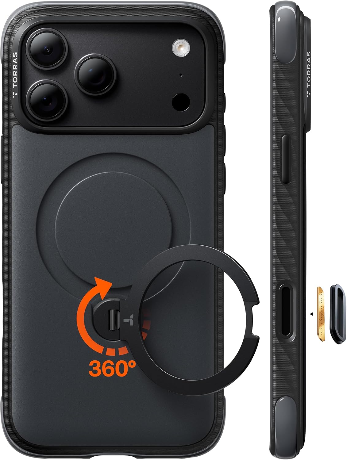 Detalle de TORRAS Ostand Q3 Rugged iPhone 18 Pro Max Case with 360° Magnetic Stand