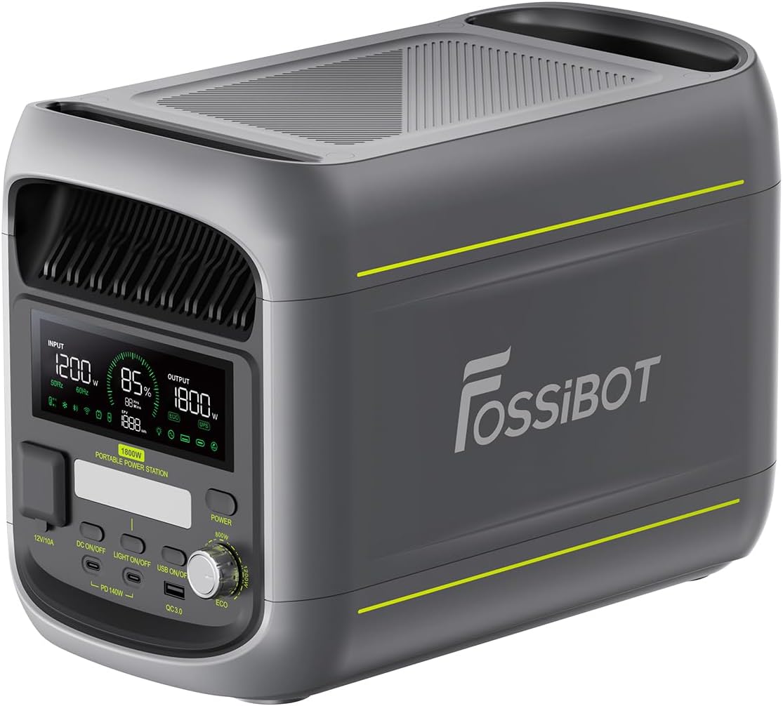 Detalle de FOSSiBOT F1800 Tragbare Powerstation – 1800W, 1024Wh LiFePO4, Schnelllade- und Solarbetrieb