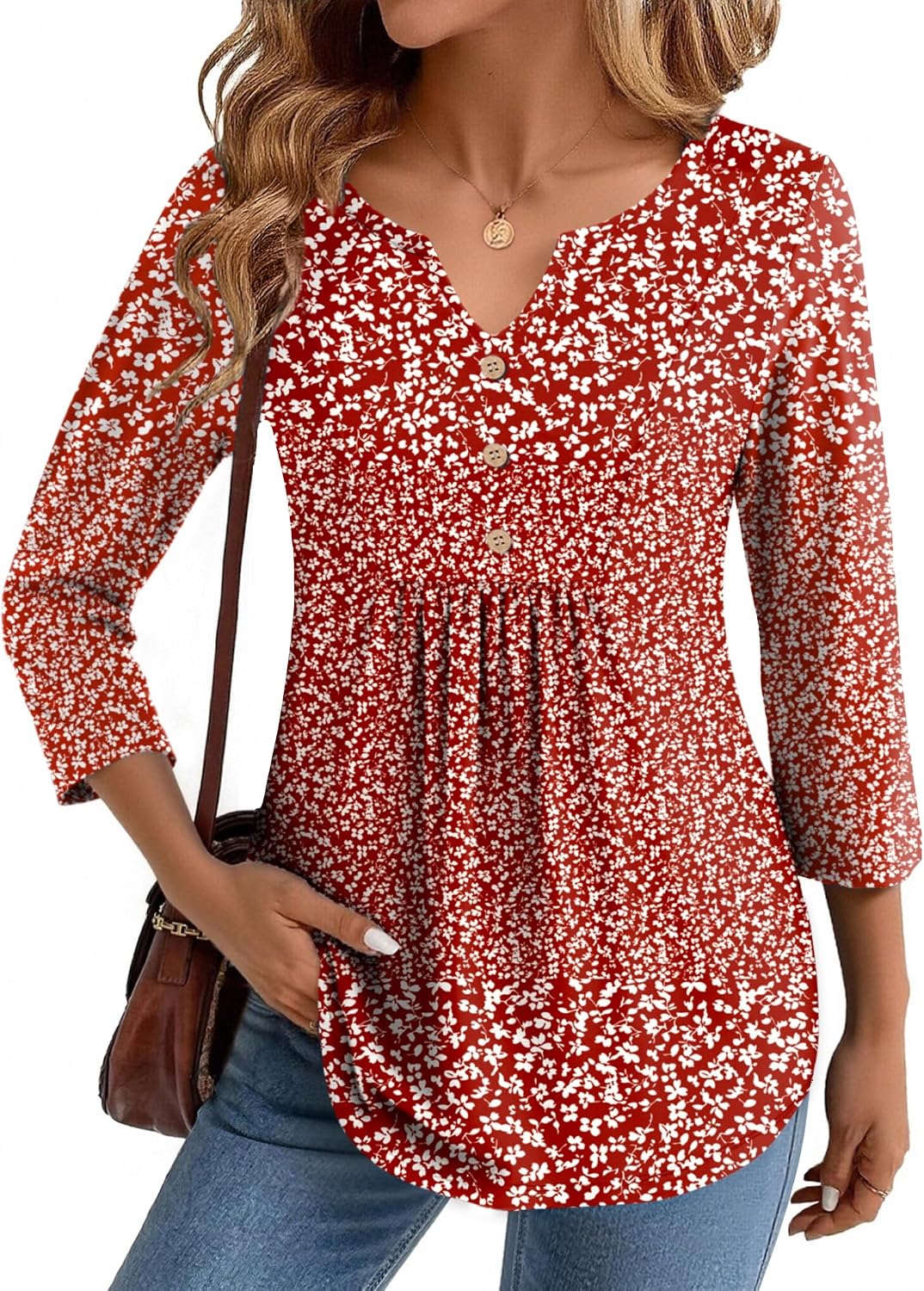 Thumbnail 6 de Zeagoo 3/4 Sleeve V-Neck Top S-3XL