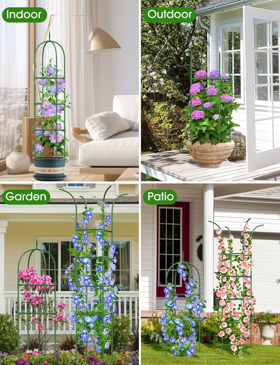 Thumbnail 4 de Garden Obelisks Trellis for Climbing Plants – 1.8m Height, Metal Rustproof Support