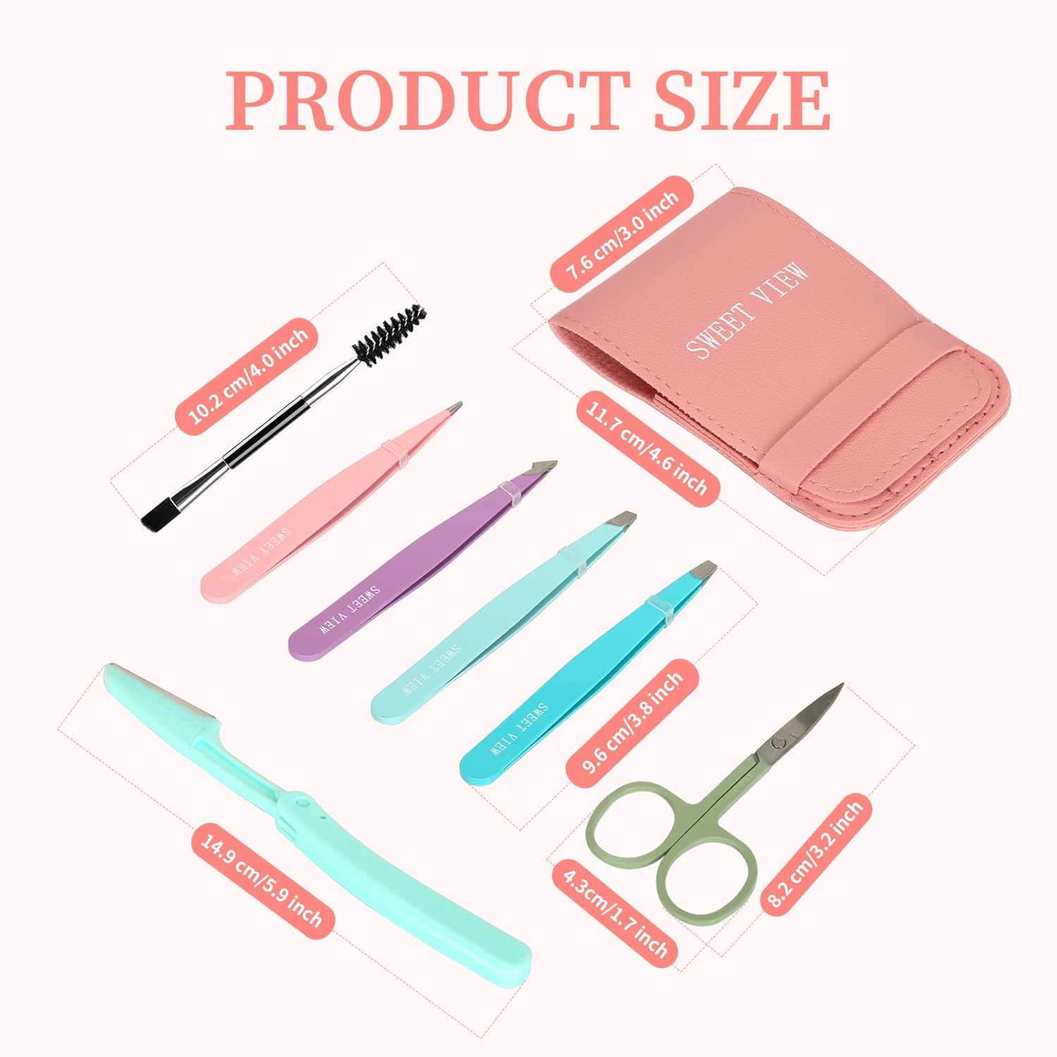 Detalle de SWEET VIEW 7pcs Eyebrow Tweezers Kit ✂