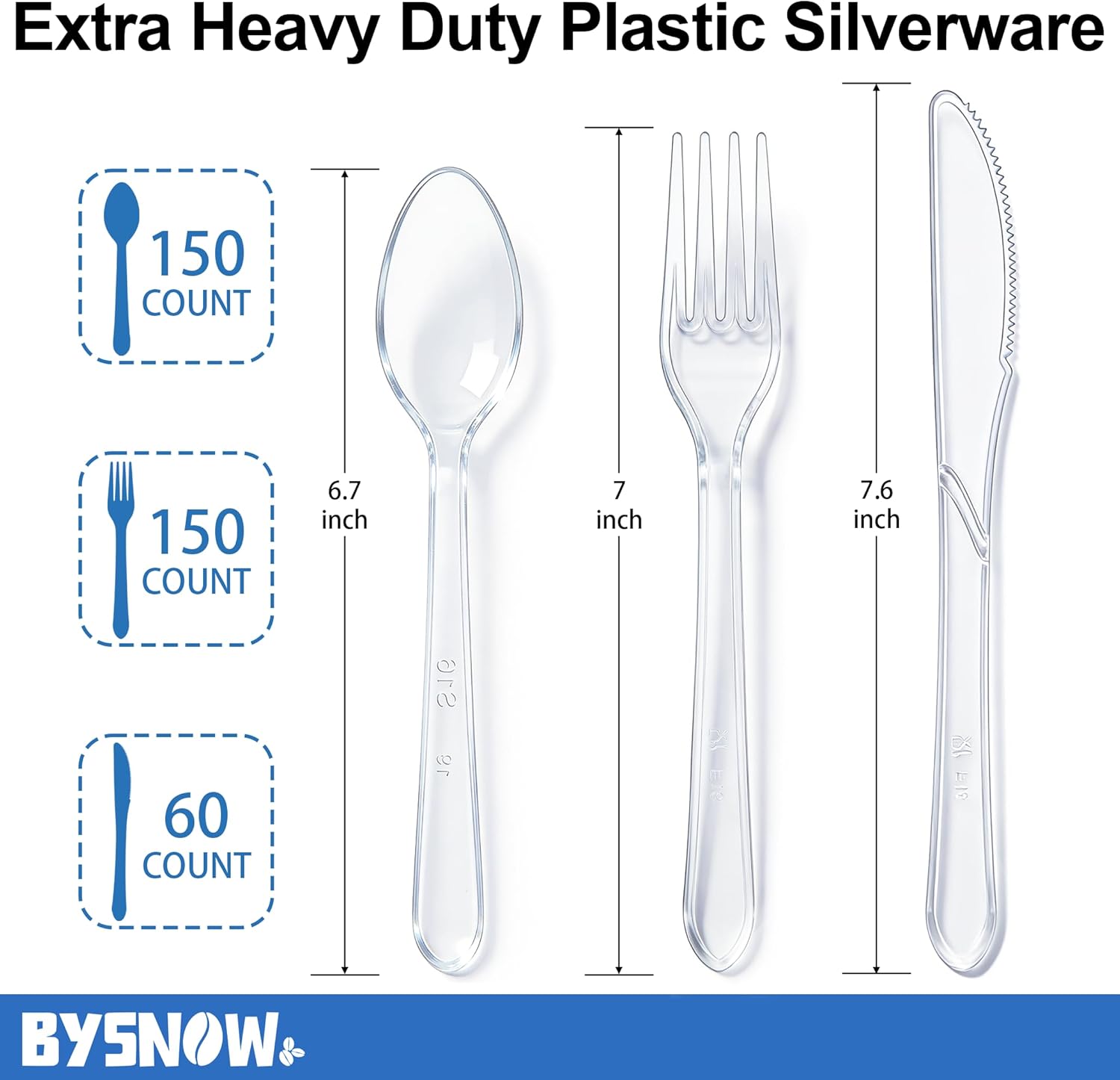 Thumbnail 1 de BYSNOW 360-Count Extra Heavy-Duty Plastic Silverware (BPA-Free, Heat-Resistant) for Parties & Everyday Use