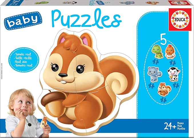 Educa Baby Puzzles Animales - Set de 5 Puzzles Progresivos 🧩