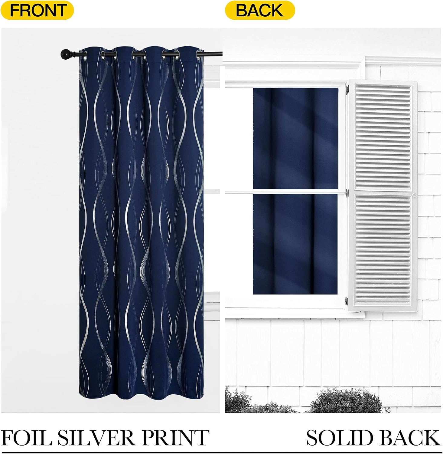 Thumbnail 5 de PONY DANCE Blackout Foil Curtains 66 x 54 Inch