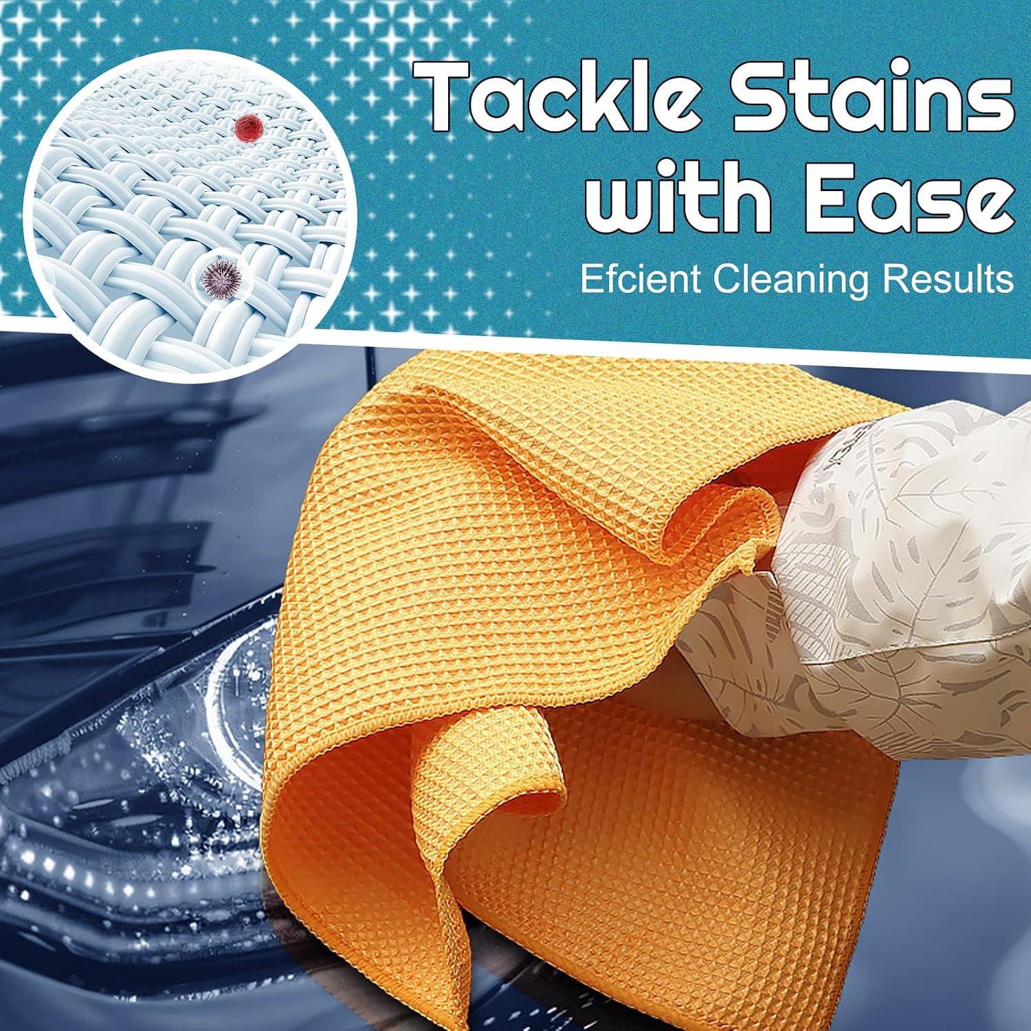 Detalle de YAGE Microfiber Cleaning Cloths 40x40cm (Pack of 3) – multicolour reusable, washable and lint-free