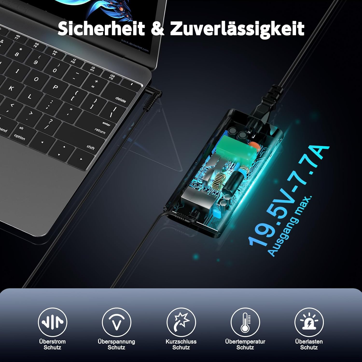 Detalle de 150W Laptop-Ladekabel / Netzteil kompatibel mit HP Omen, Pavilion Gaming, ZBook & EliteBook (4,5 x 3,0 mm)