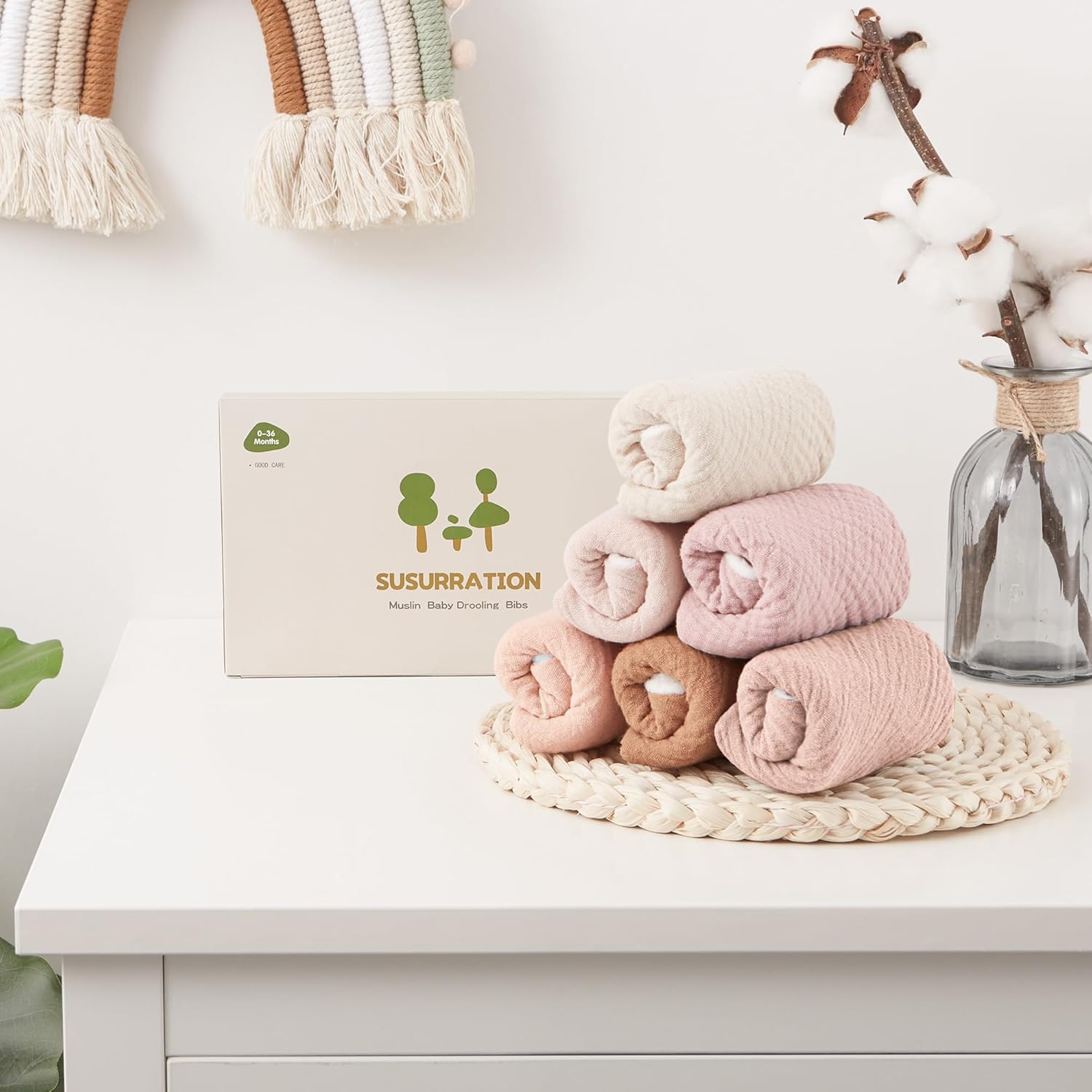 Detalle de Susurration Bébé Bavoirs en Mousseline Bandana – Lot de 6, absorbants et réglables (unisexe)