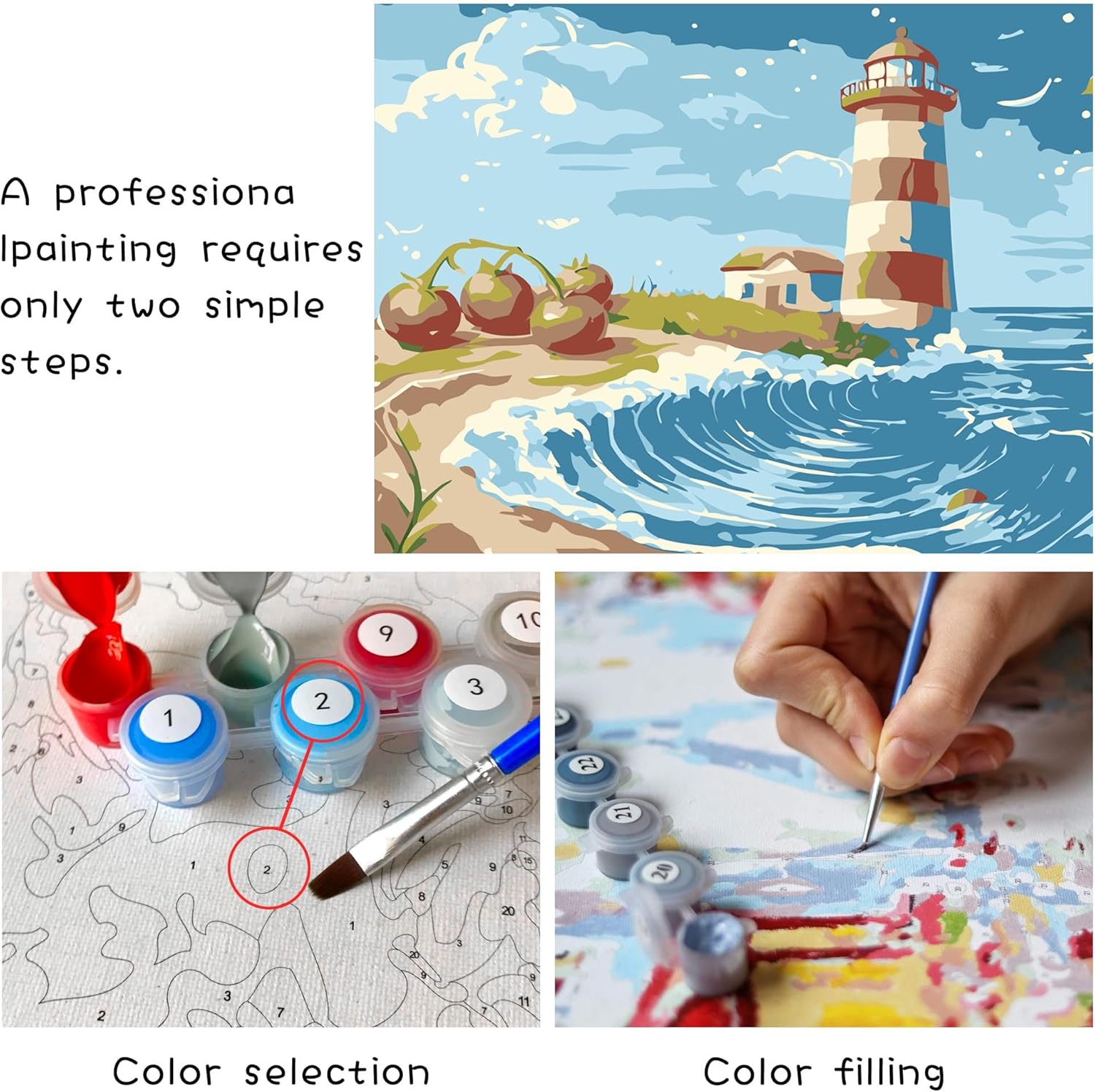 Detalle de Reofrey Framed Paint by Numbers Kit for Adults & Beginners (20x30cm) — Canvas Deer Animals