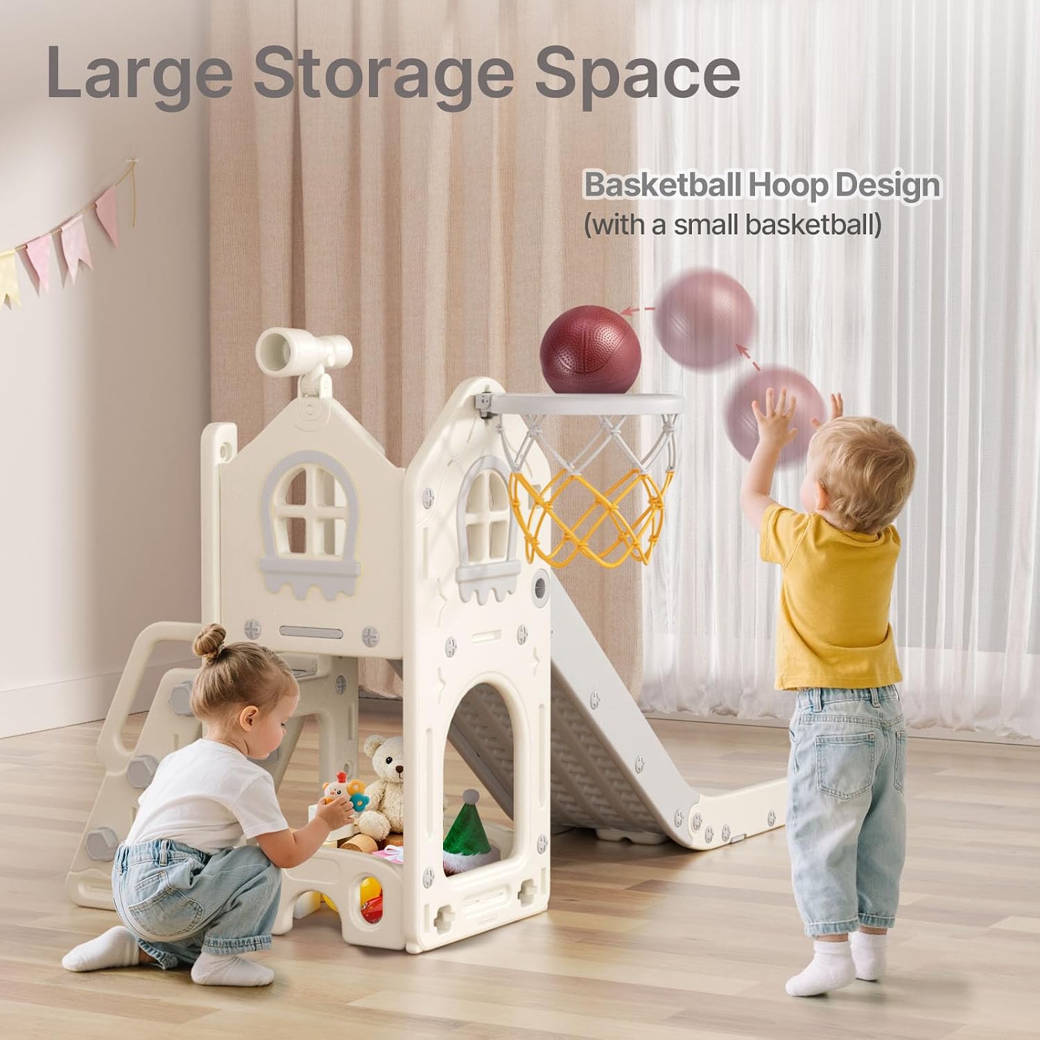 Thumbnail 2 de BIERUM 6 in 1 Toddler Slide – L-Shaped Indoor/Outdoor Playset for Ages 1-3