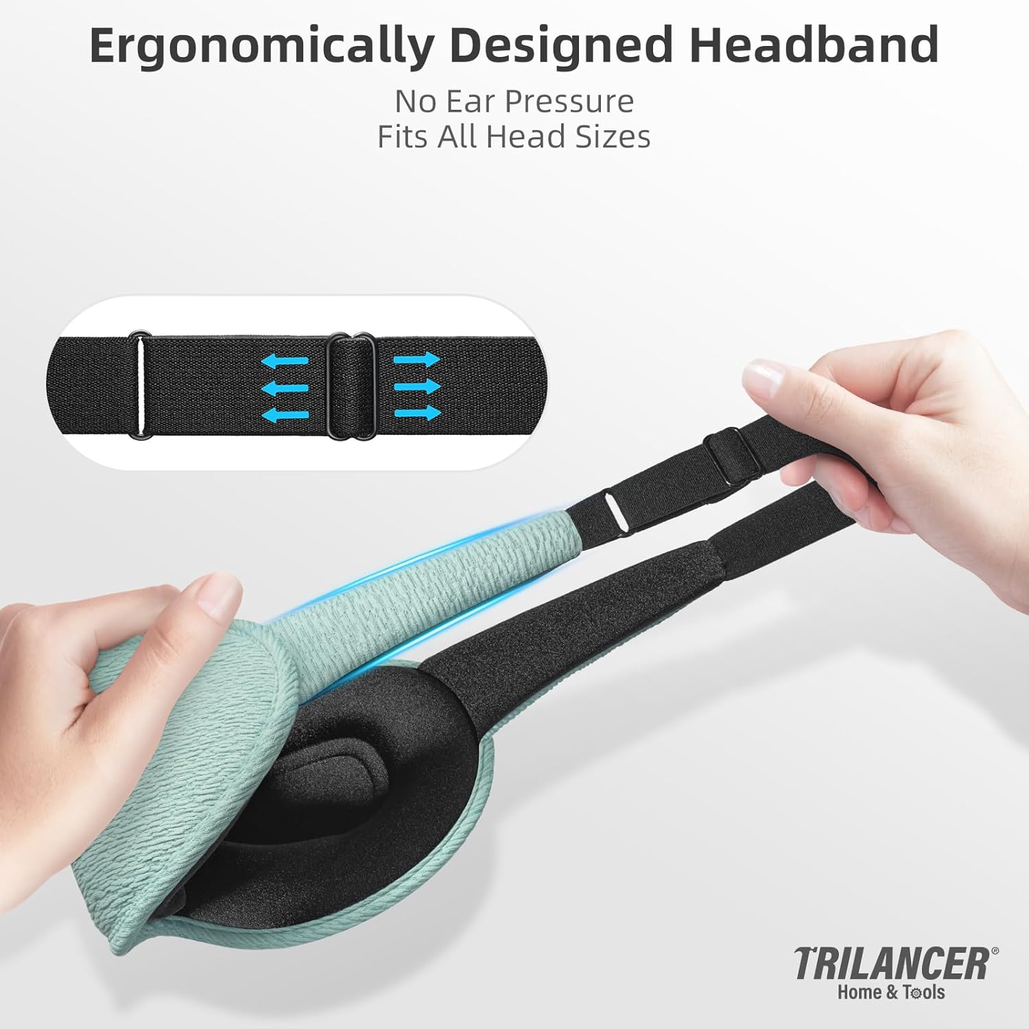 Detalle de 2026 Trilancer 3D Light-Blocking Sleep Mask (Lake Green) – Comfortable, Eye-Friendly, 2-Year Support