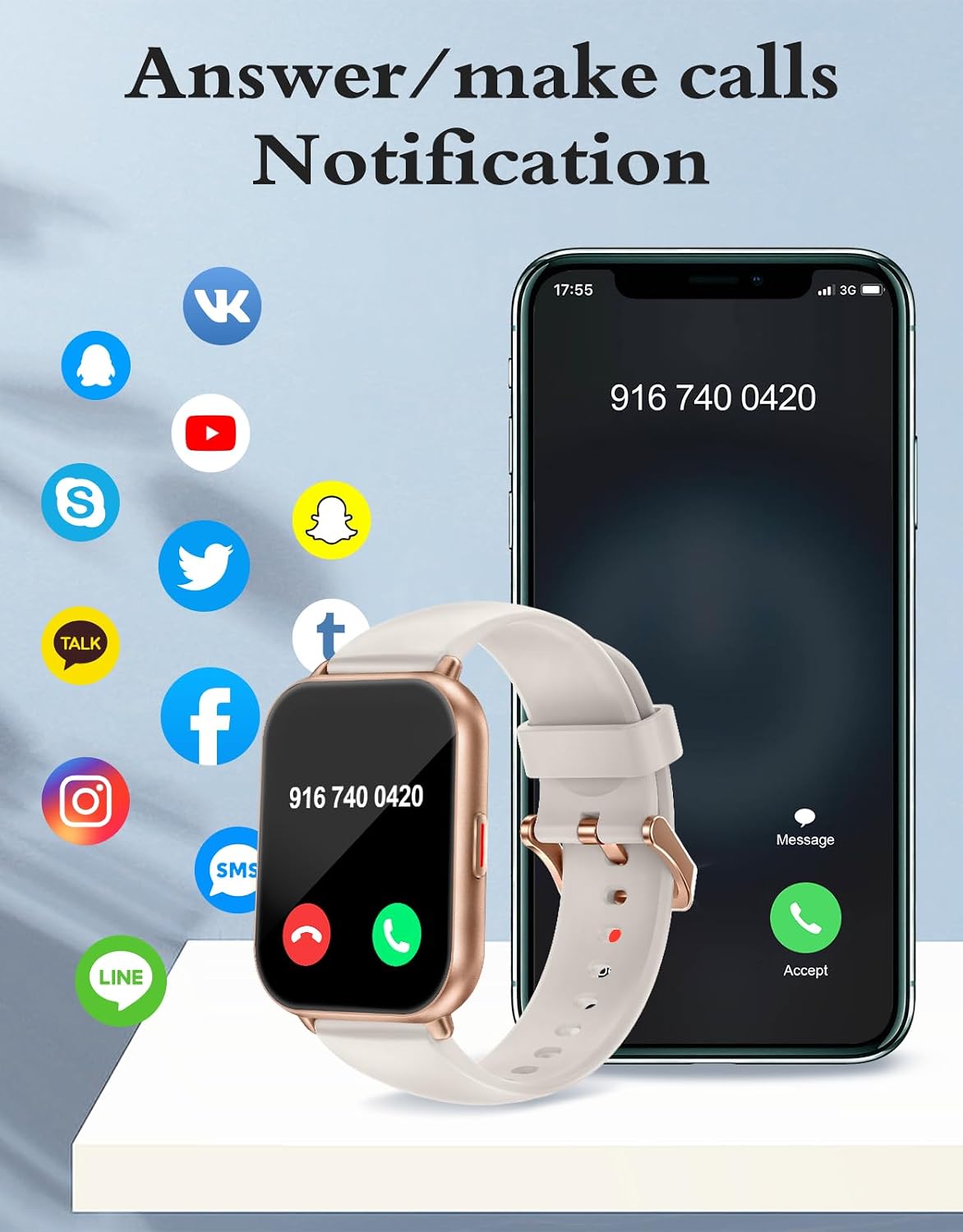 Detalle 2 de RUIMEN Smart Watch Answer Dial Call for Android iOS