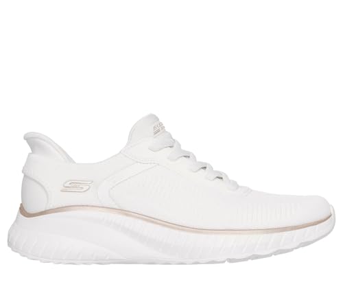 Detalle 2 de Skechers Damen Bobs Squad Chaos Current Muse Slip-In Turnschuhe White/Gold Textile, 39 EU