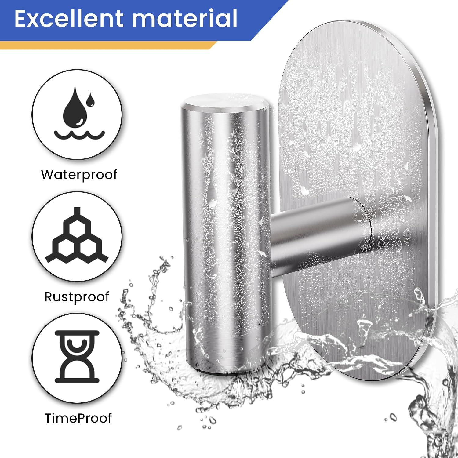 Thumbnail 6 de Aikzik 2 Pack Large Stainless Steel Self-Adhesive Hooks – Heavy Duty, 12kg+ Load
