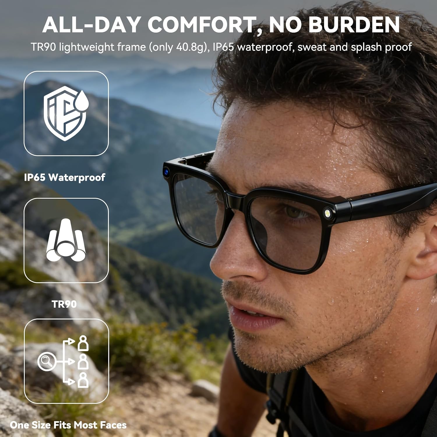Thumbnail 5 de AI Smart Glasses with Camera, 8MP HD Capture, 1080P Video, and Real-Time Translation