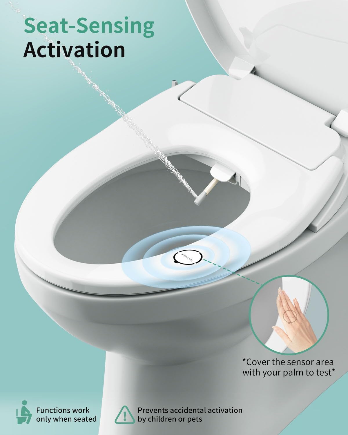 Detalle 2 de SR SUN RISE Electric Bidet Toilet Seat Elongated with Dual Nozzles, Heated Seat, Air Dryer, and Remote