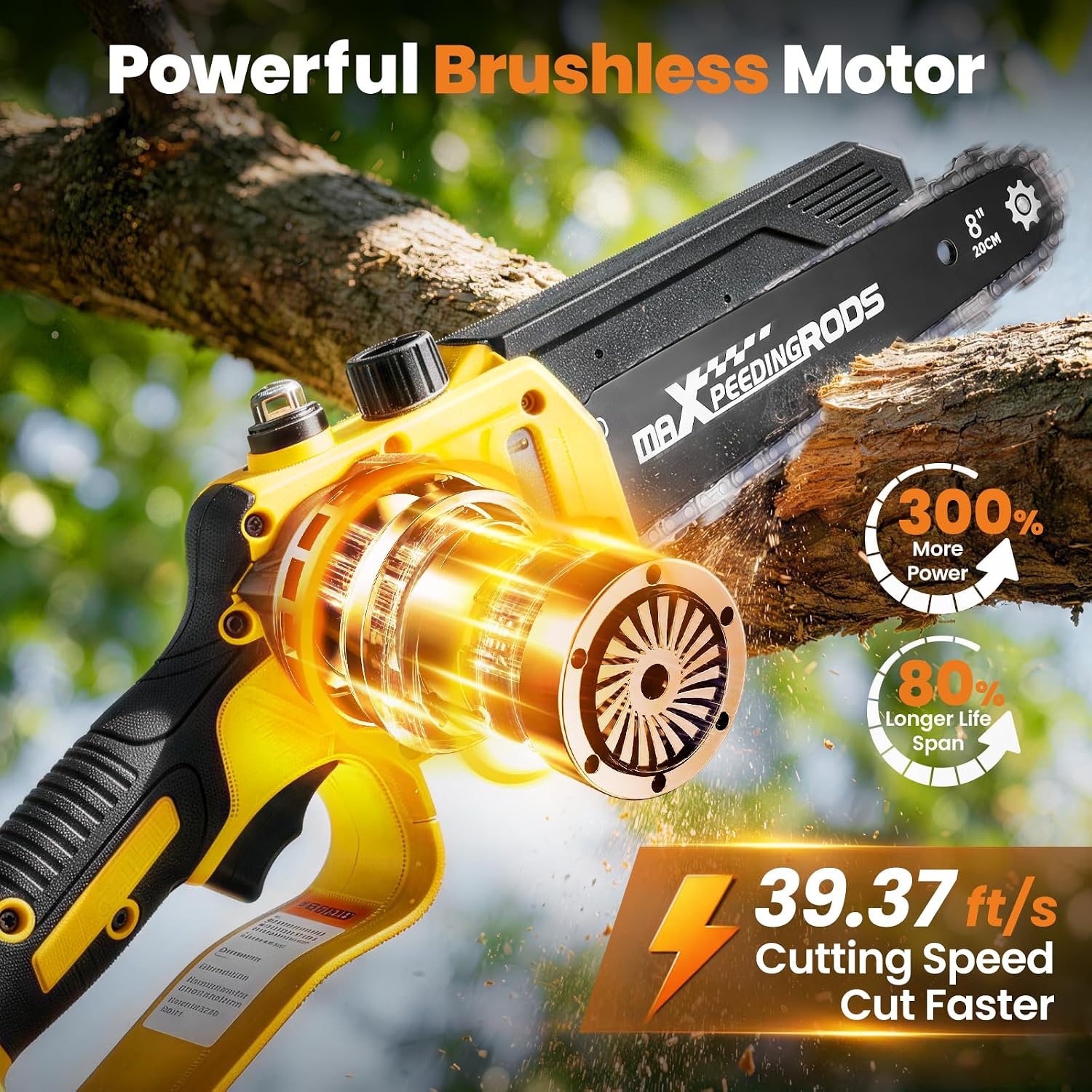 Detalle de maXpeedingrods 4-in-1 Cordless Pole Saw with 6- and 8-Inch Mini Saws