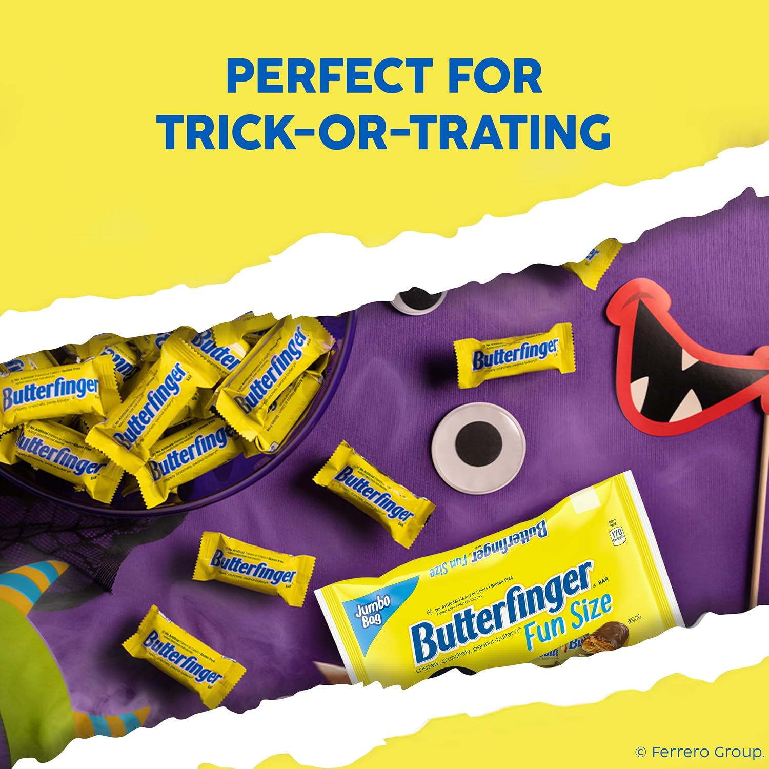 Detalle de Butterfinger Fun Size Halloween Candy, 19.8 oz, Individually Wrapped Gluten-Free Bars
