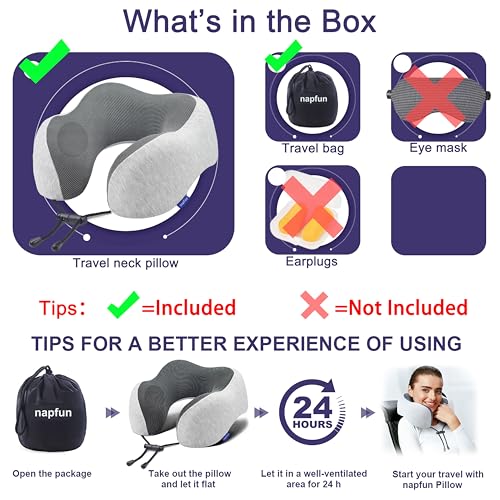 Thumbnail 5 de napfun Neck Pillow for Traveling: Upgraded Memory Foam Travel Pillow for Airplane Comfort